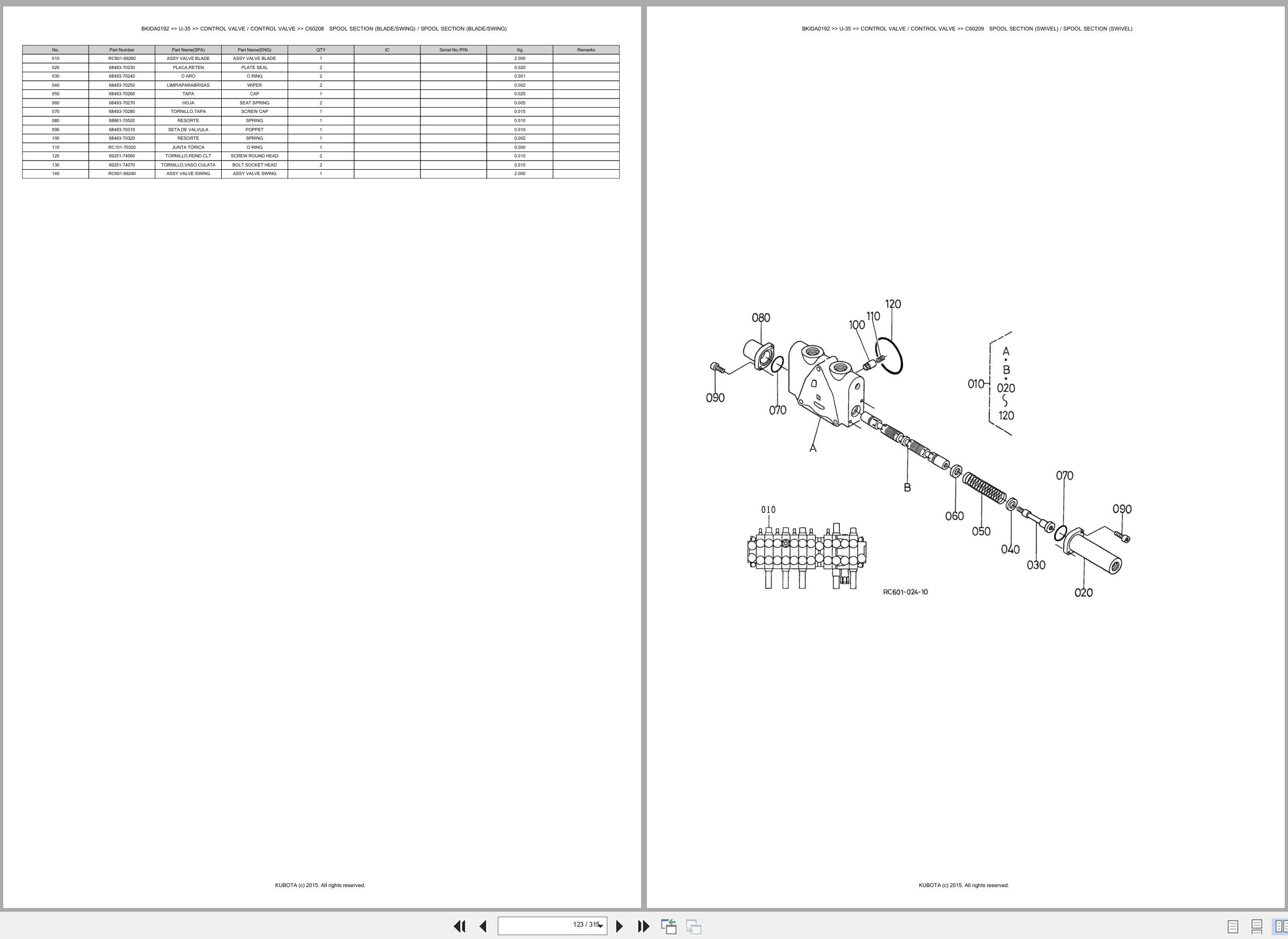 Kubota Mini Excavator U 35 Spare Parts Catalog EN ES (2)