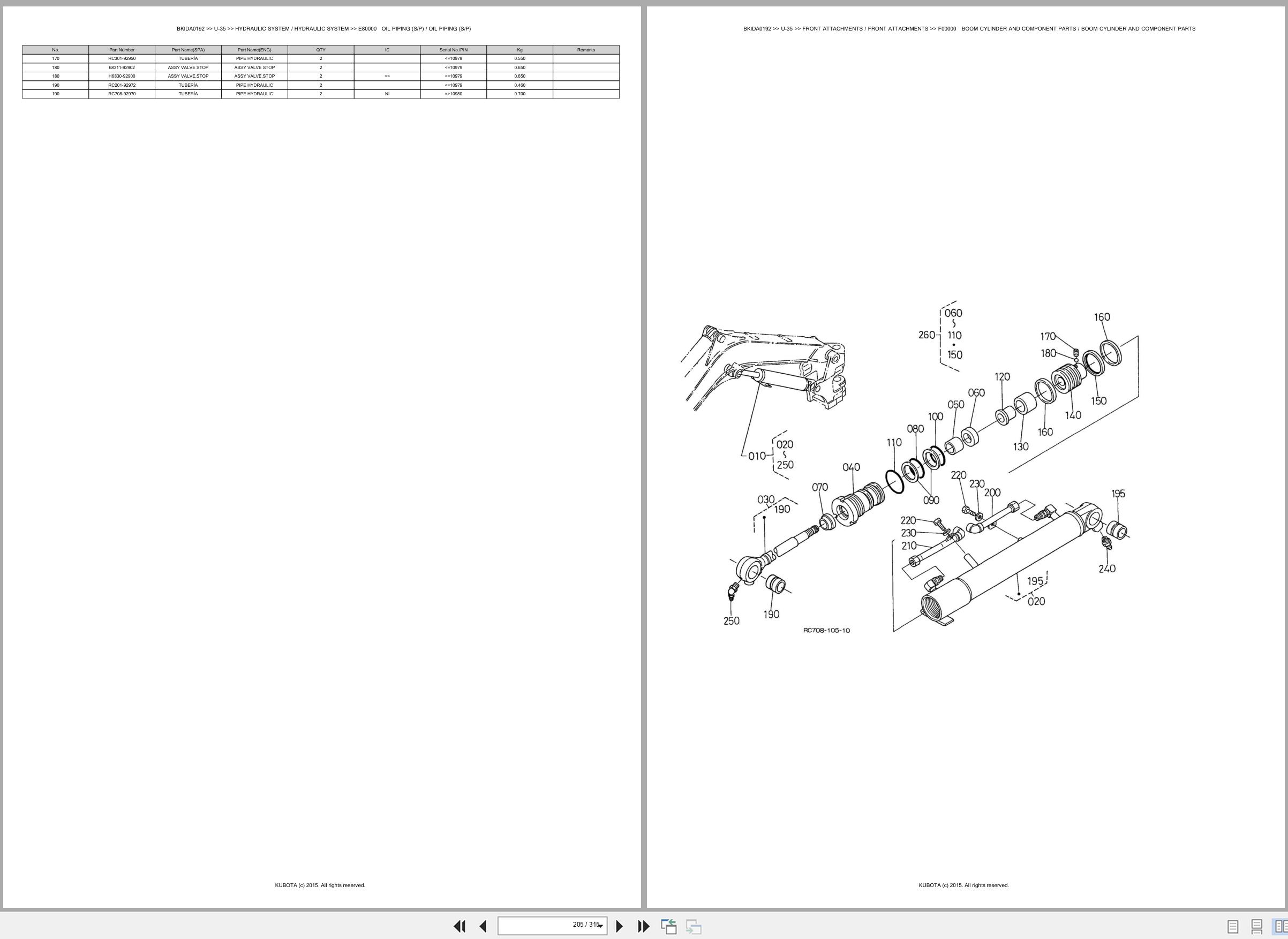 Kubota Mini Excavator U 35 Spare Parts Catalog EN ES (3)
