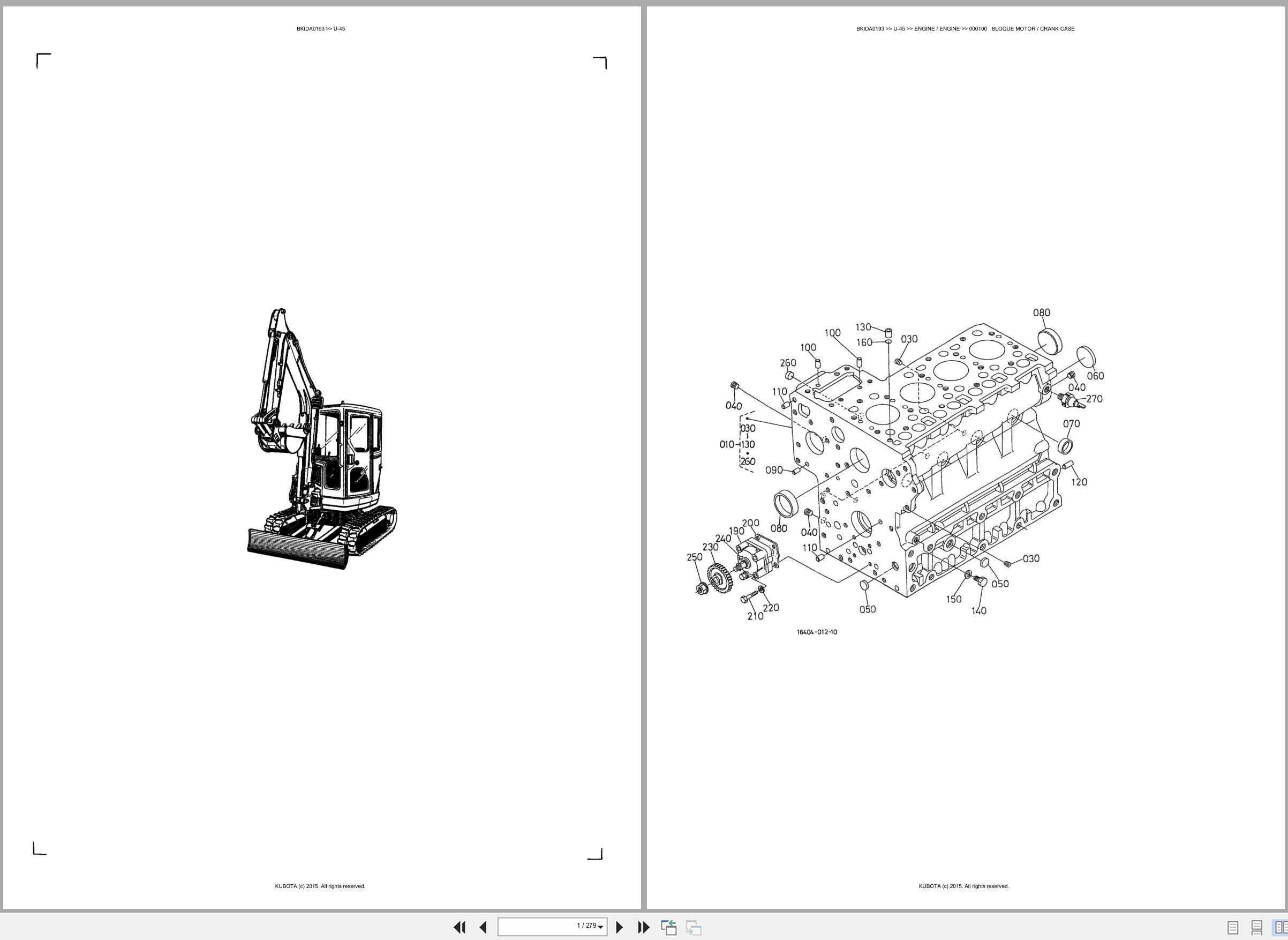 Kubota Mini Excavator U 45 Spare Parts Catalog EN ES (1)