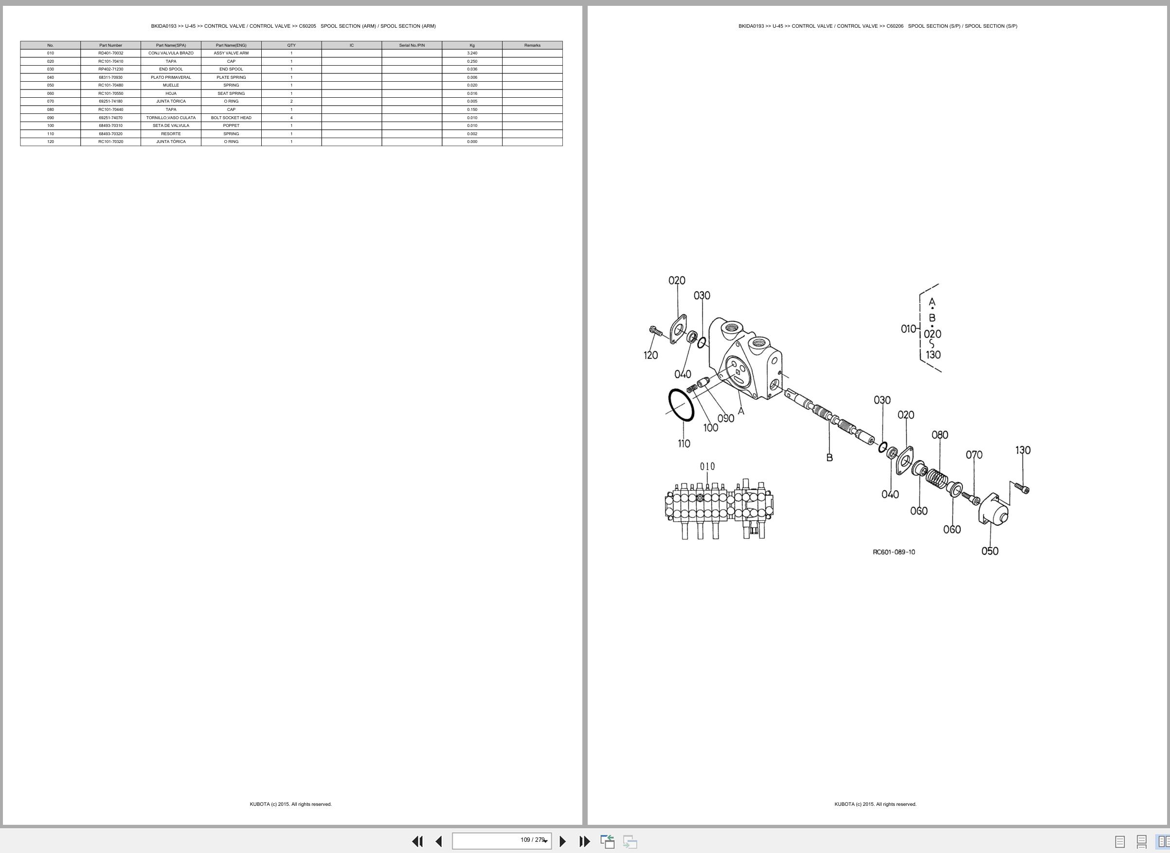 Kubota Mini Excavator U 45 Spare Parts Catalog EN ES (2)