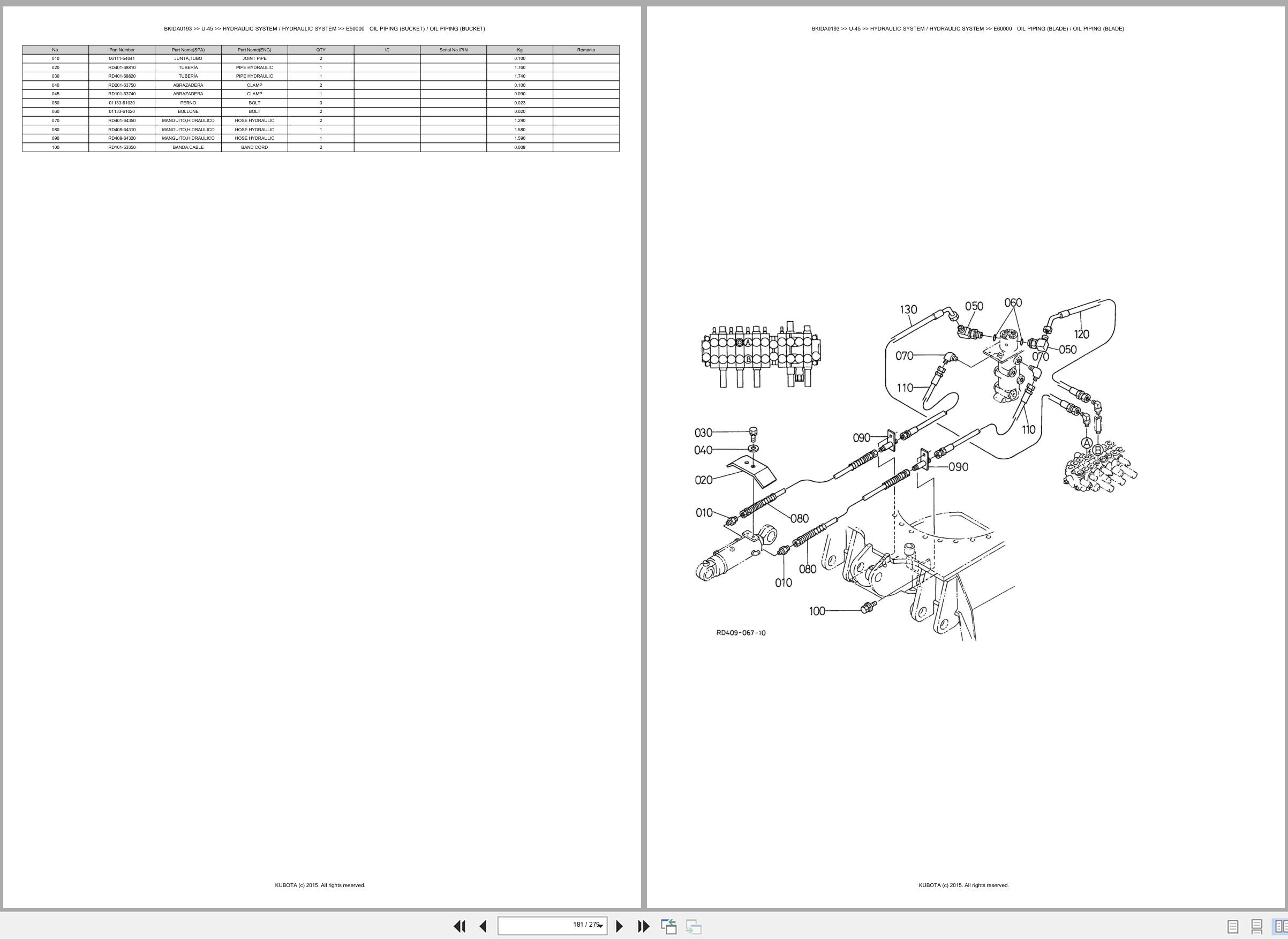 Kubota Mini Excavator U 45 Spare Parts Catalog EN ES (3)