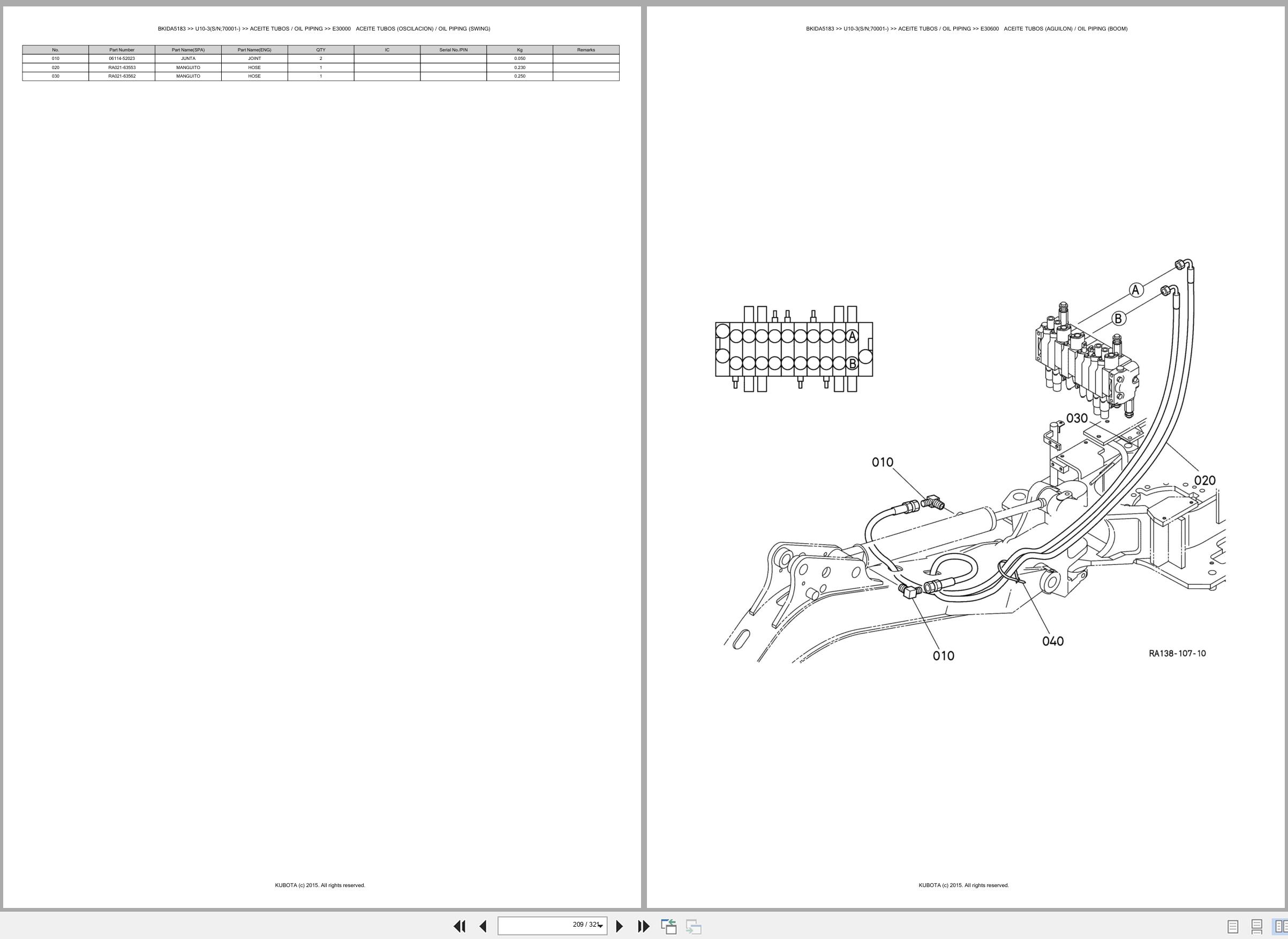 Kubota Mini Excavator U10 3 70001 Spare Parts Catalog EN ES (3)