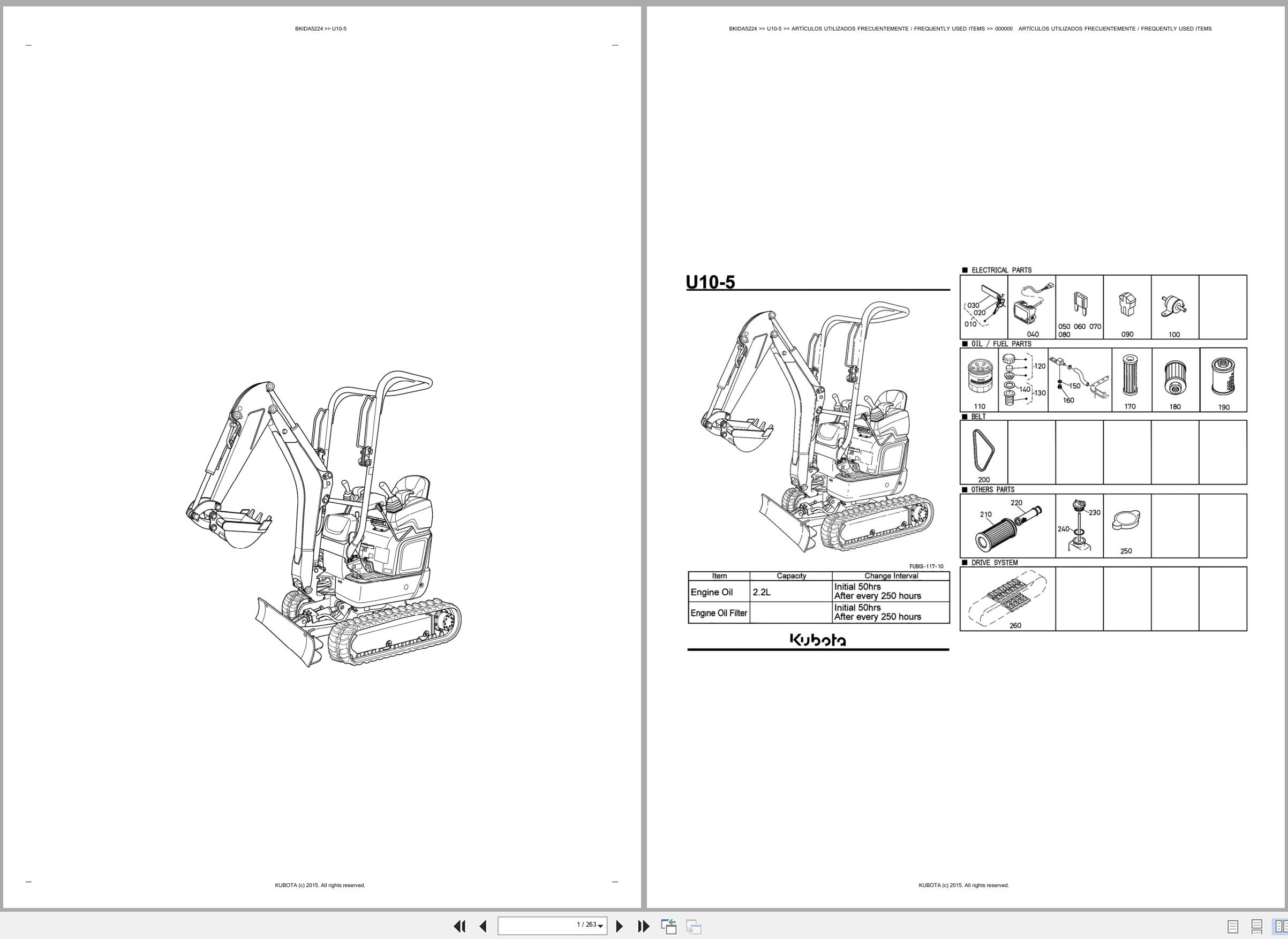 Kubota Mini Excavator U10 5 Spare Parts Catalog EN ES (1)