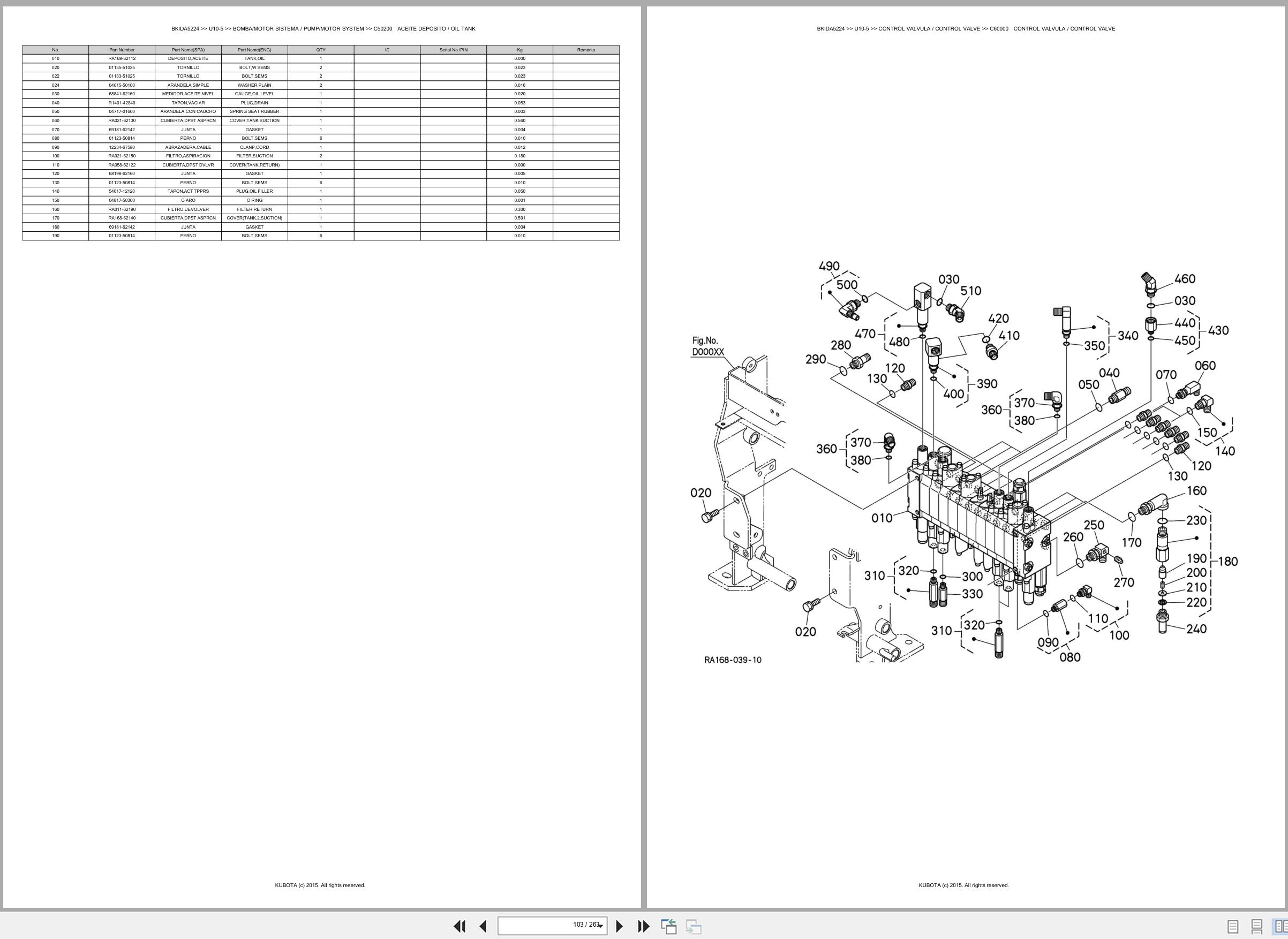 Kubota Mini Excavator U10 5 Spare Parts Catalog EN ES (2)