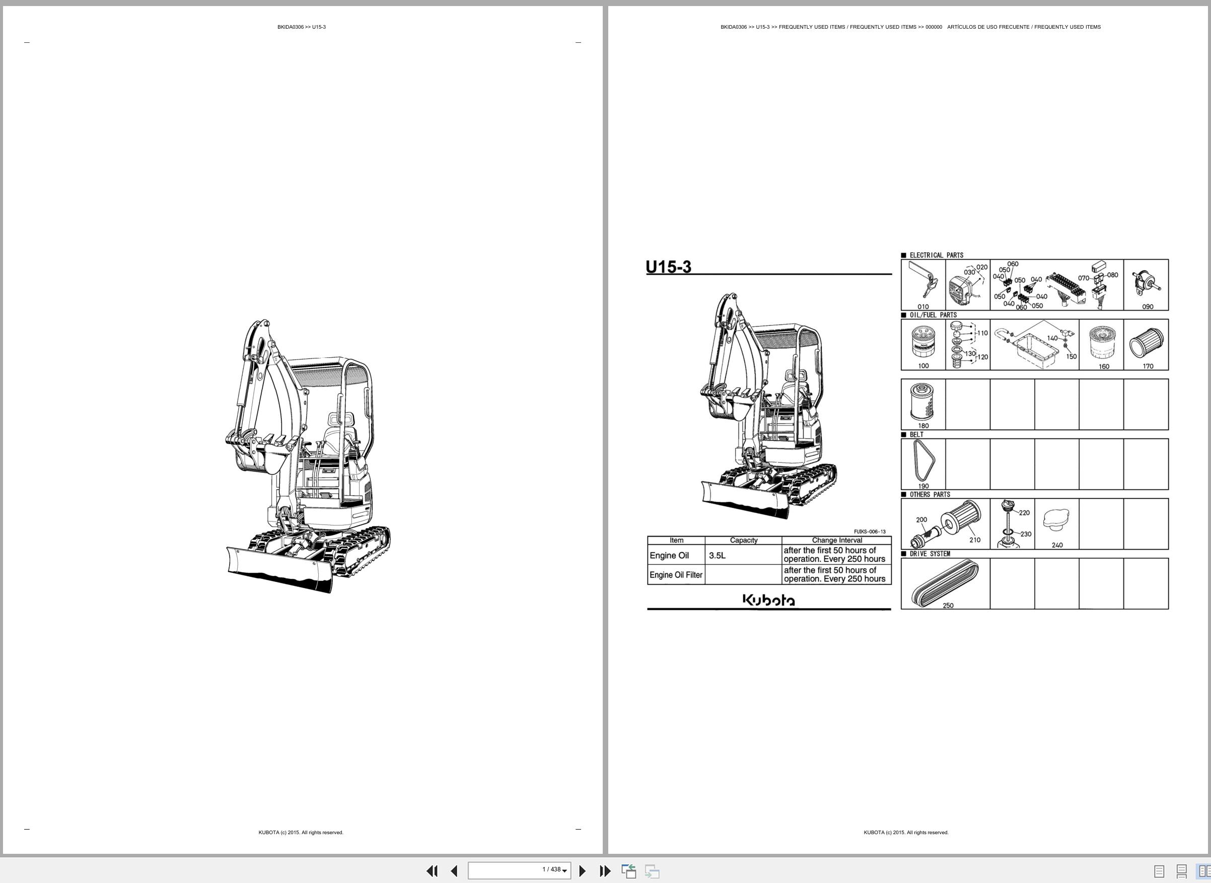 Kubota Mini Excavator U15 3 Spare Parts Catalog EN ES (1)