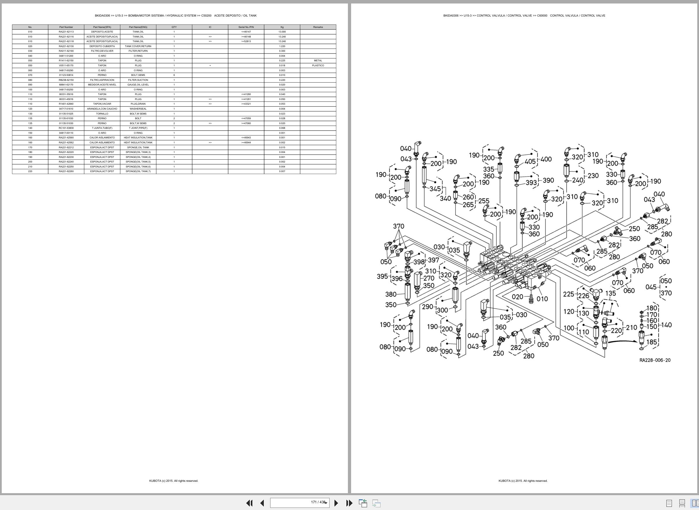 Kubota Mini Excavator U15 3 Spare Parts Catalog EN ES (2)