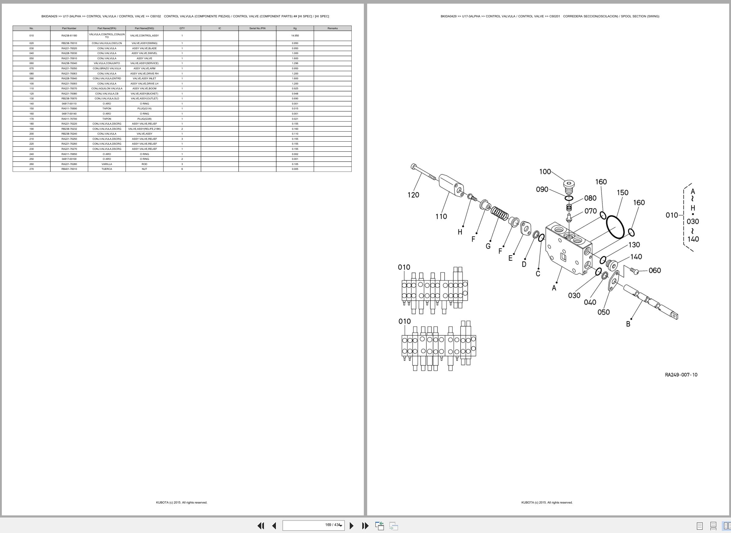 Kubota Mini Excavator U17 3ALPHA Spare Parts Catalog EN ES (2)