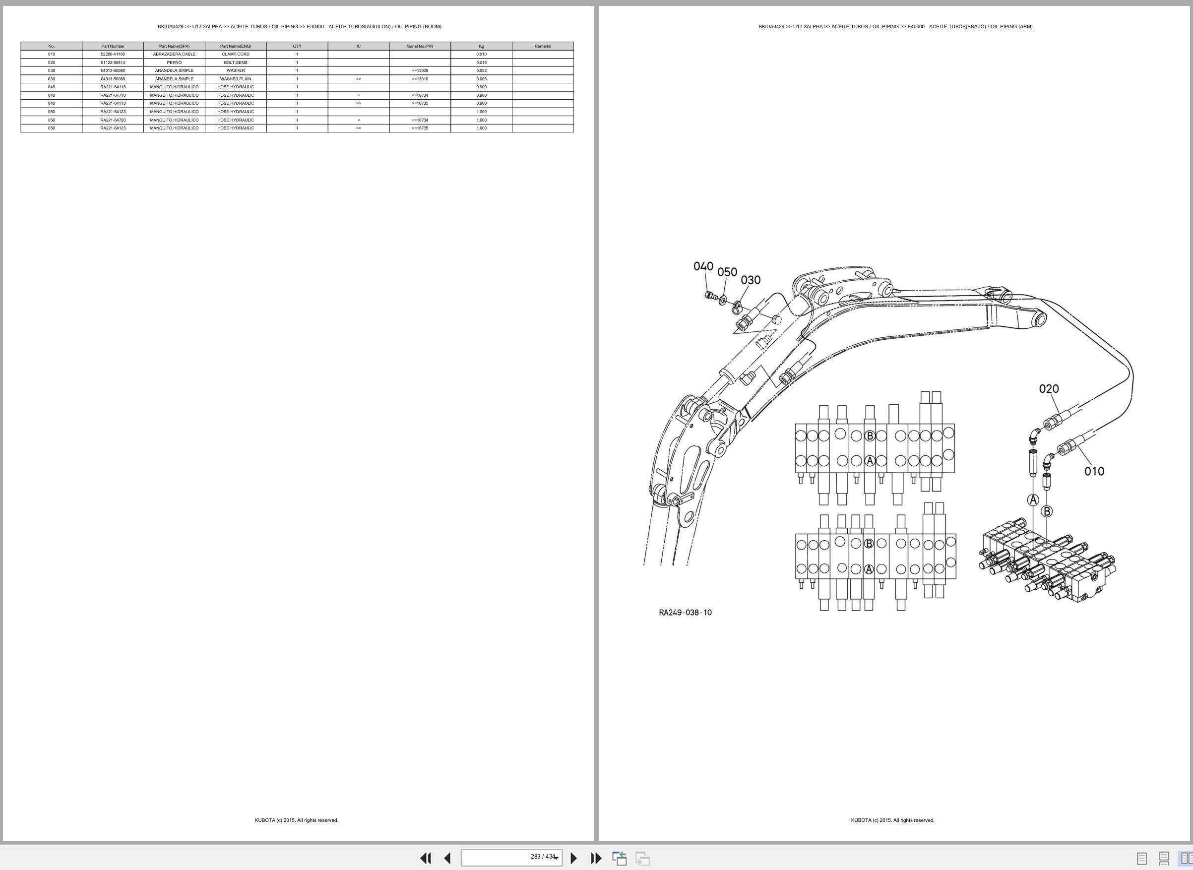 Kubota Mini Excavator U17 3ALPHA Spare Parts Catalog EN ES (3)