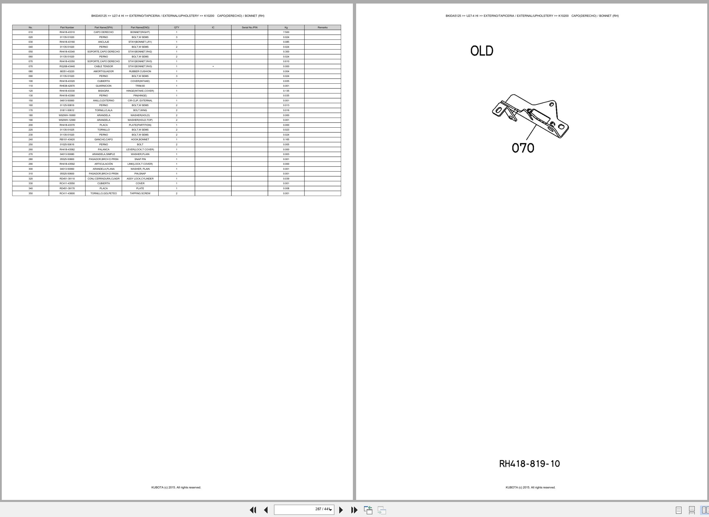 Kubota Mini Excavator U27 4 HI Spare Parts Catalog EN ES (3)