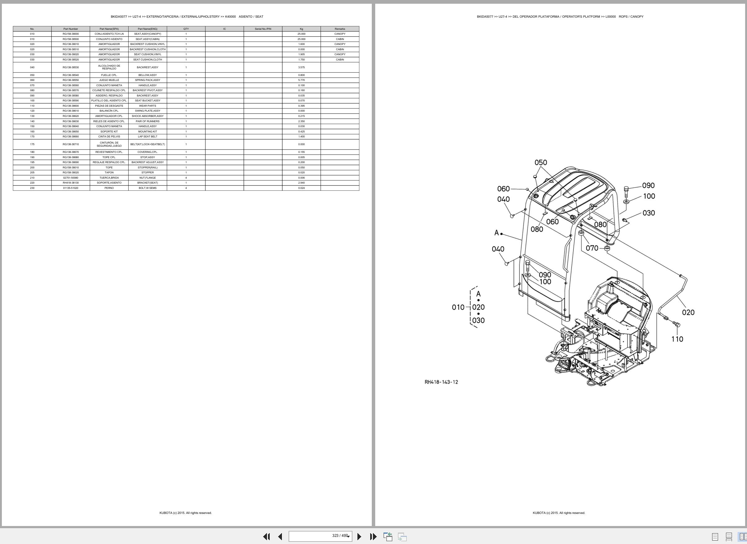 Kubota Mini Excavator U27 4 Spare Parts Catalog EN ES (3)