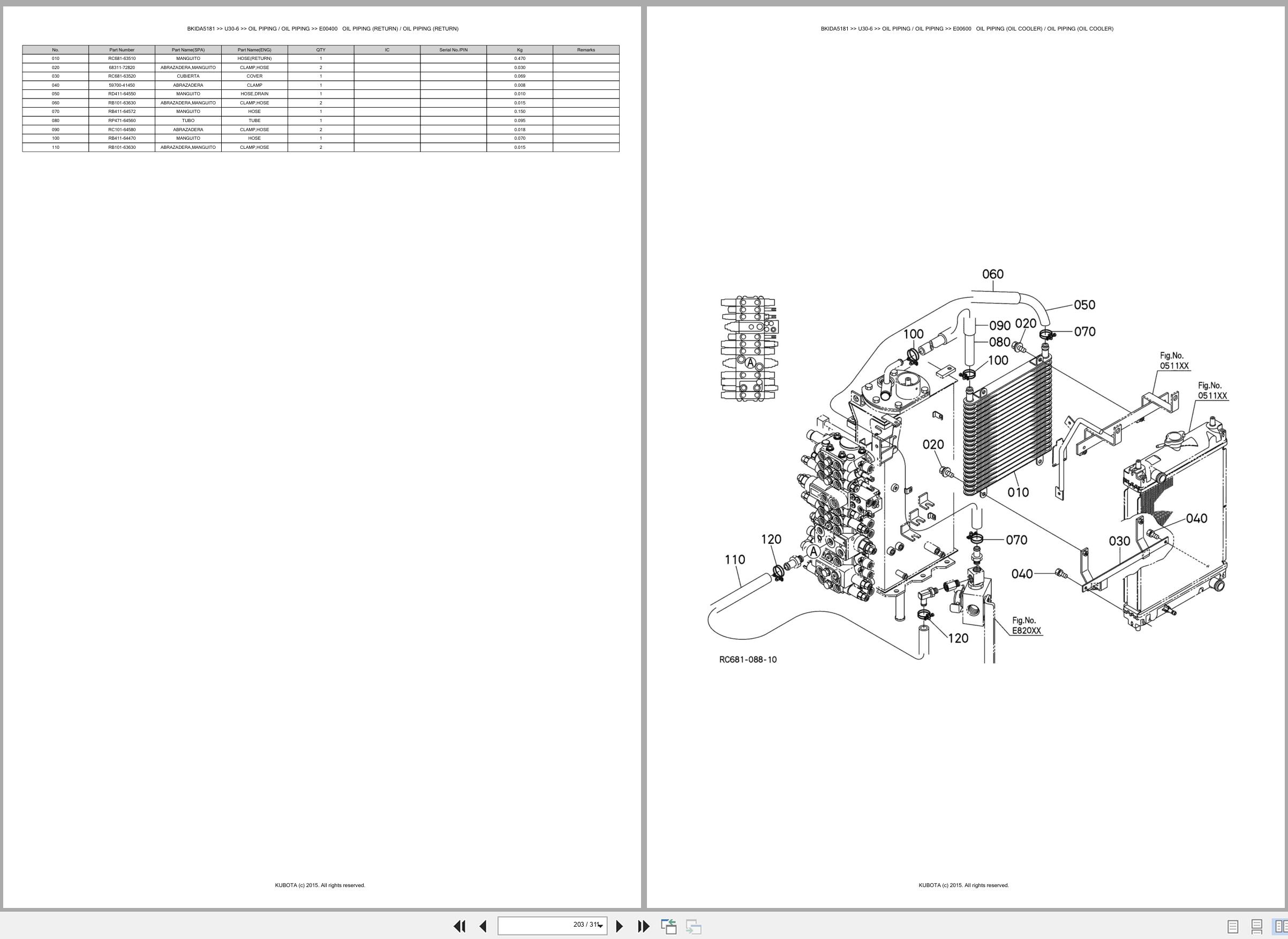 Kubota Mini Excavator U30 6 Only For Asian Market Spare Parts Catalog EN ES (3)