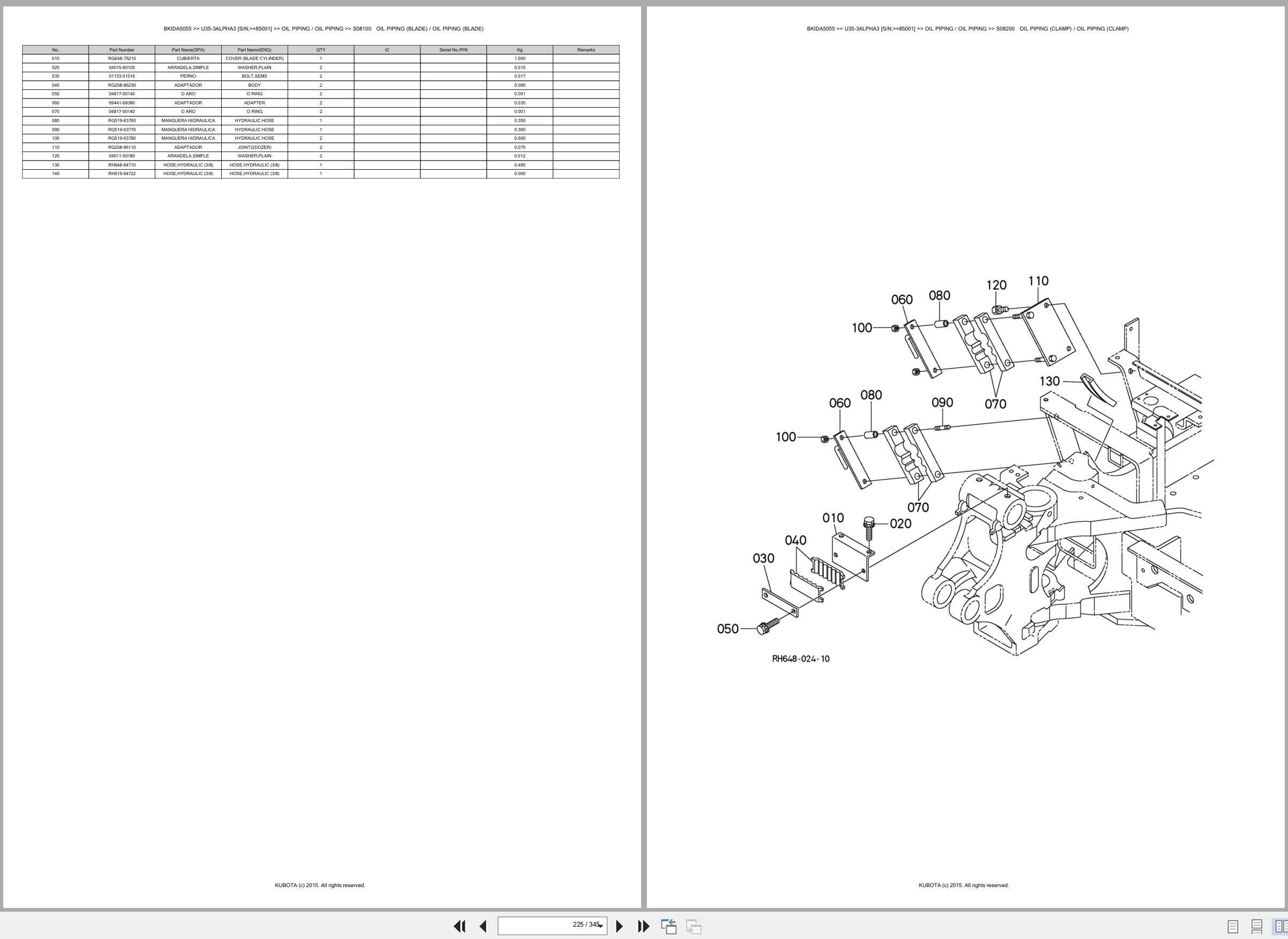 Kubota Mini Excavator U35 3ALPHA3 85001 Spare Parts Catalog EN ES (3)