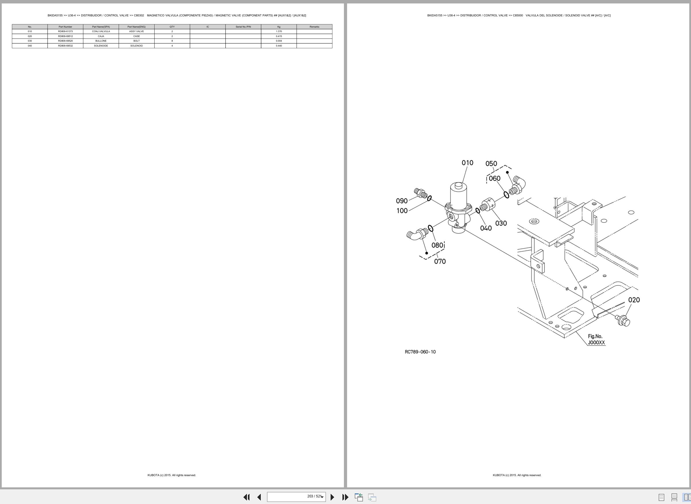 Kubota Mini Excavator U36 4 Spare Parts Catalog EN ES (2)
