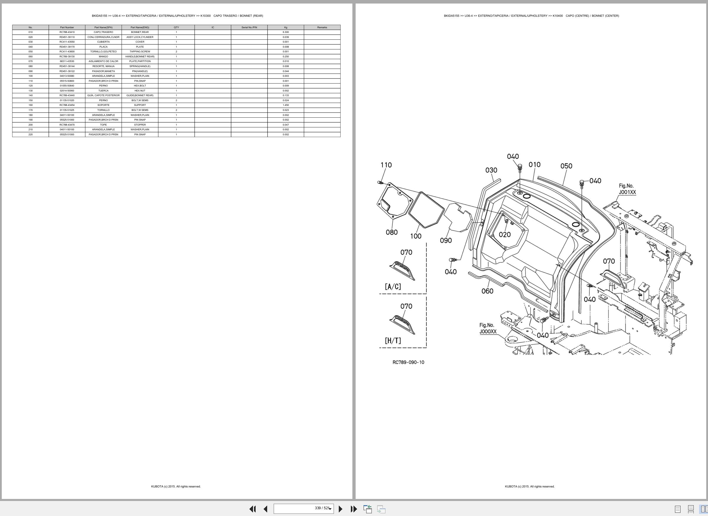 Kubota Mini Excavator U36 4 Spare Parts Catalog EN ES (3)