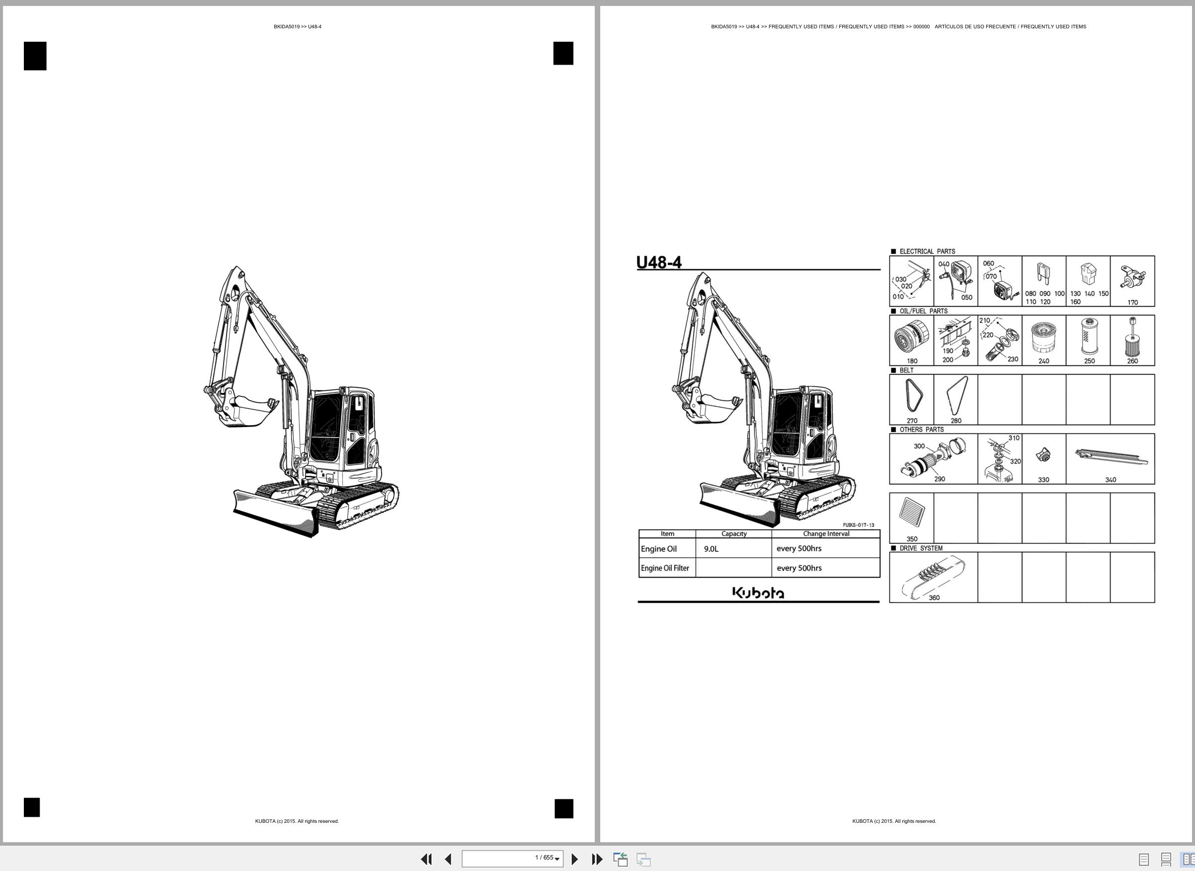 Kubota Mini Excavator U48 4 Spare Parts Catalog EN ES (1)