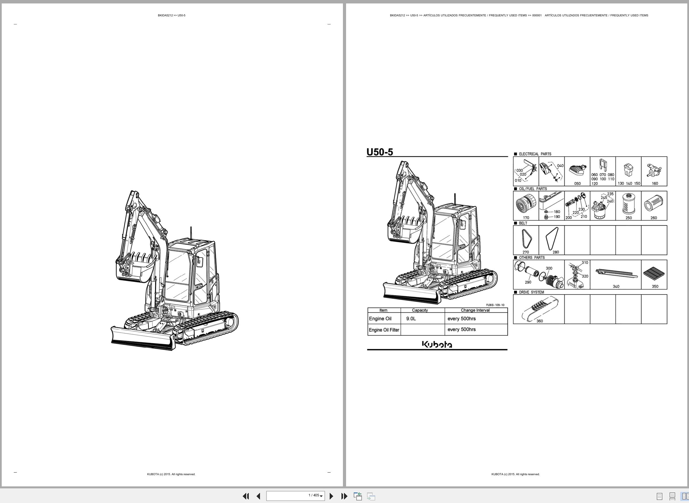Kubota Mini Excavator U50 5 Spare Parts Catalog EN ES (1)