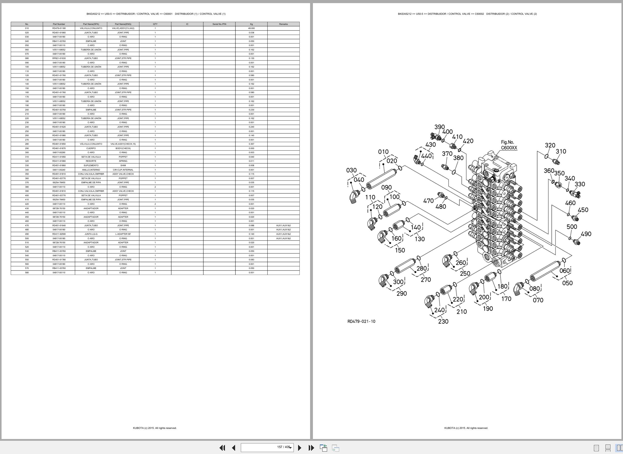 Kubota Mini Excavator U50 5 Spare Parts Catalog EN ES (2)