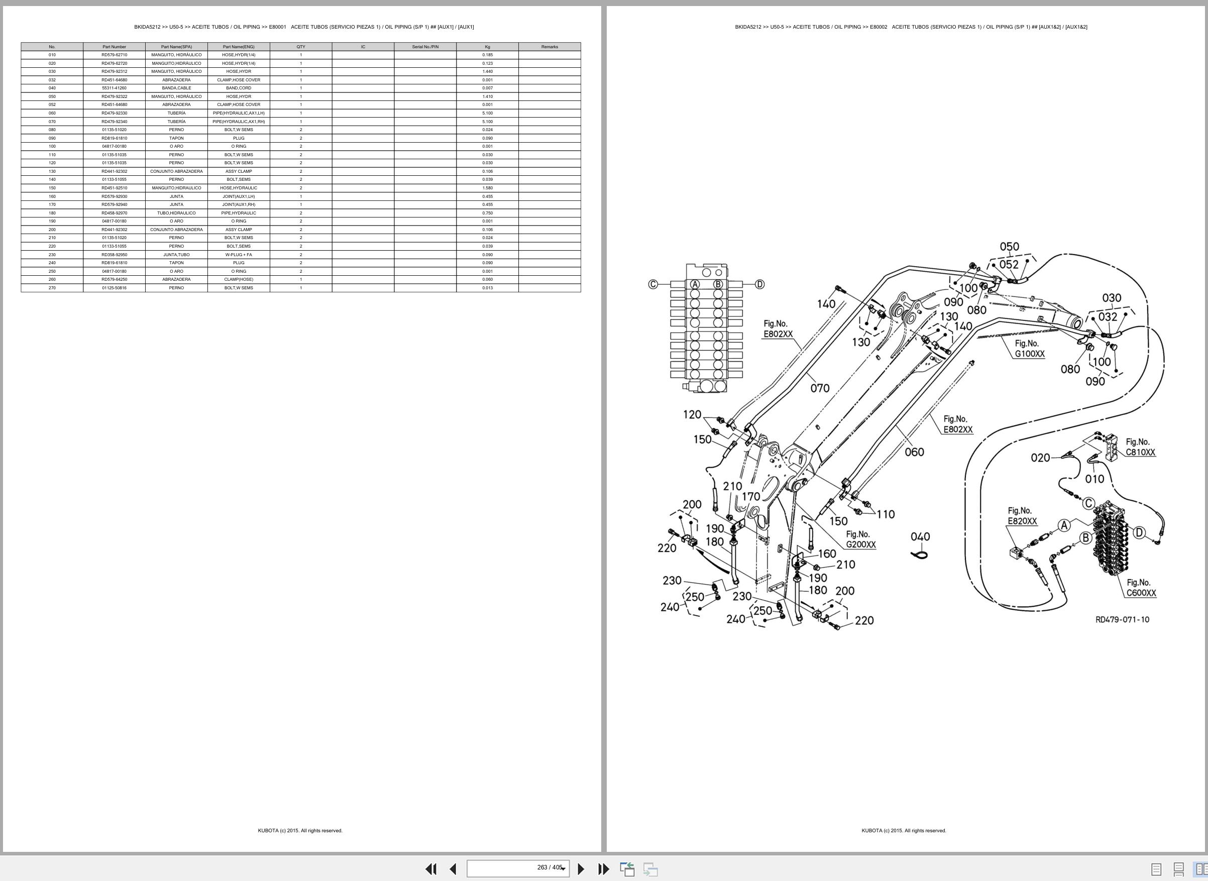 Kubota Mini Excavator U50 5 Spare Parts Catalog EN ES (3)