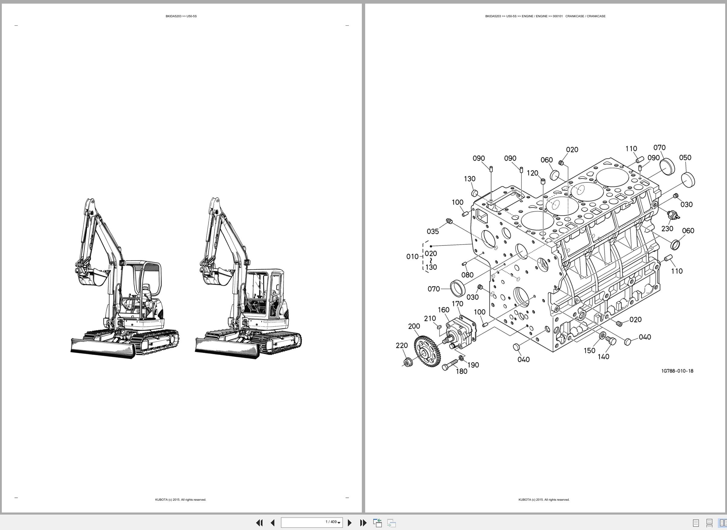 Kubota Mini Excavator U50 5S Only For Asian Market Spare Parts Catalog EN ES (1)