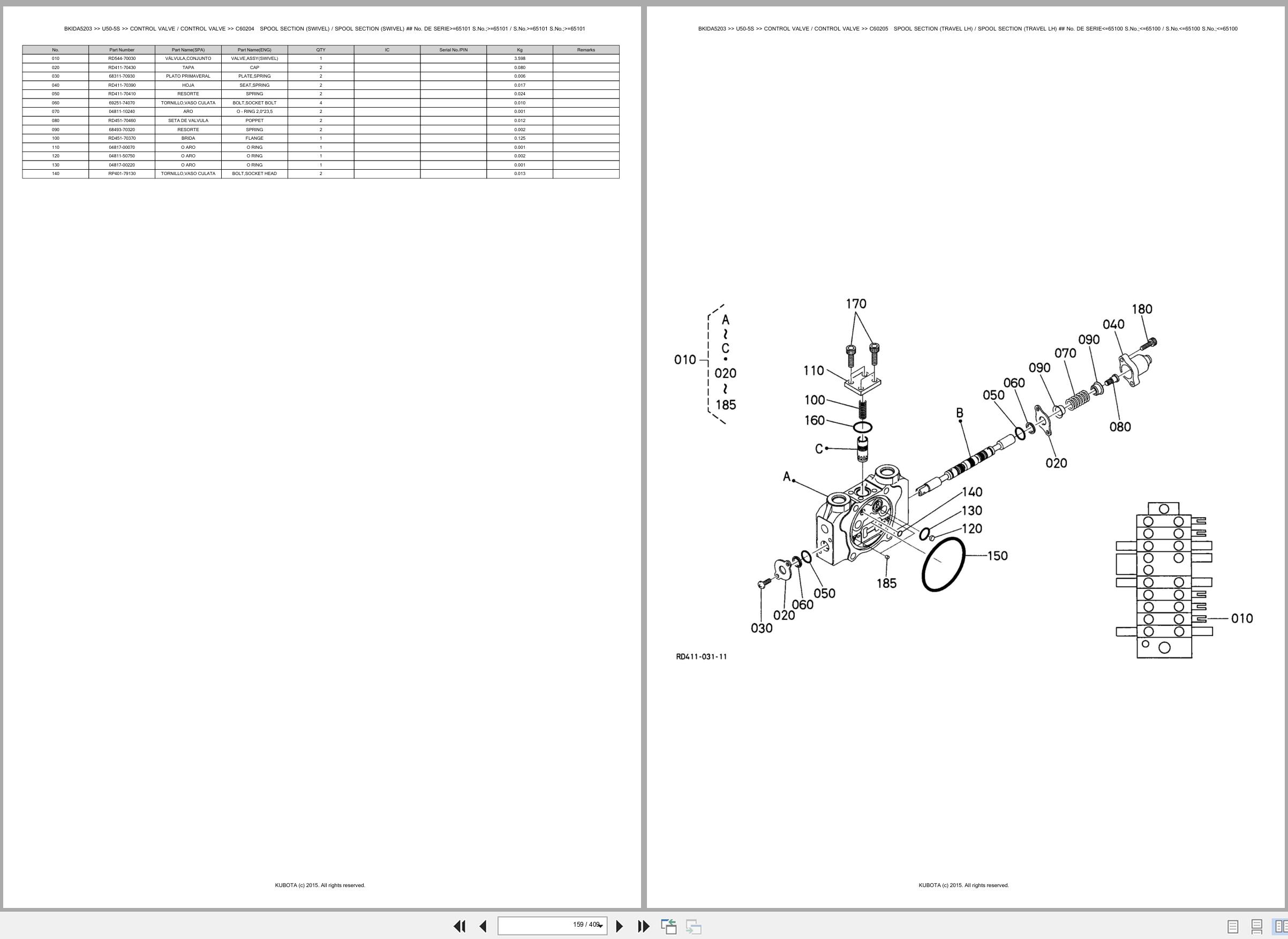 Kubota Mini Excavator U50 5S Only For Asian Market Spare Parts Catalog EN ES (2)