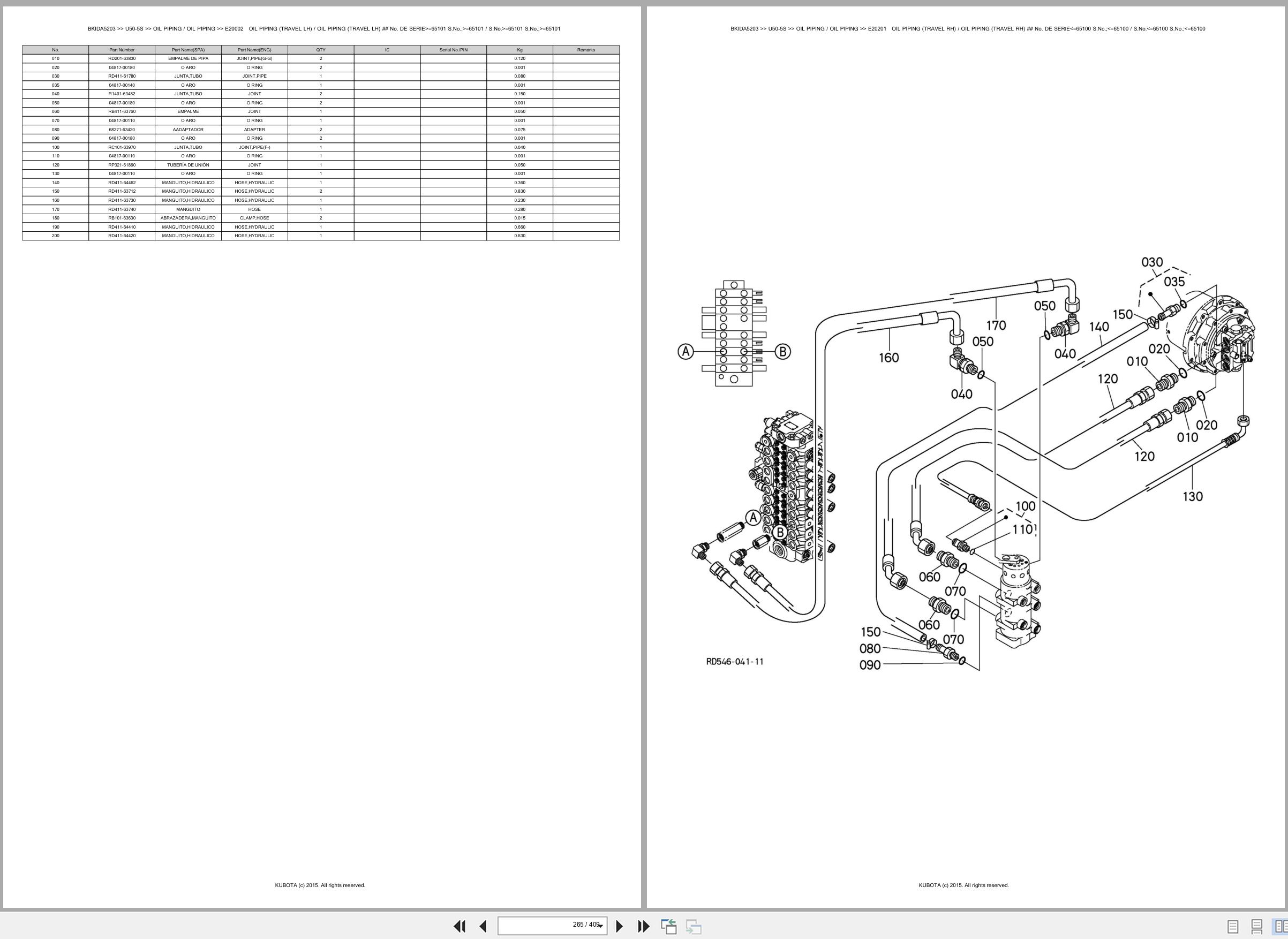Kubota Mini Excavator U50 5S Only For Asian Market Spare Parts Catalog EN ES (3)