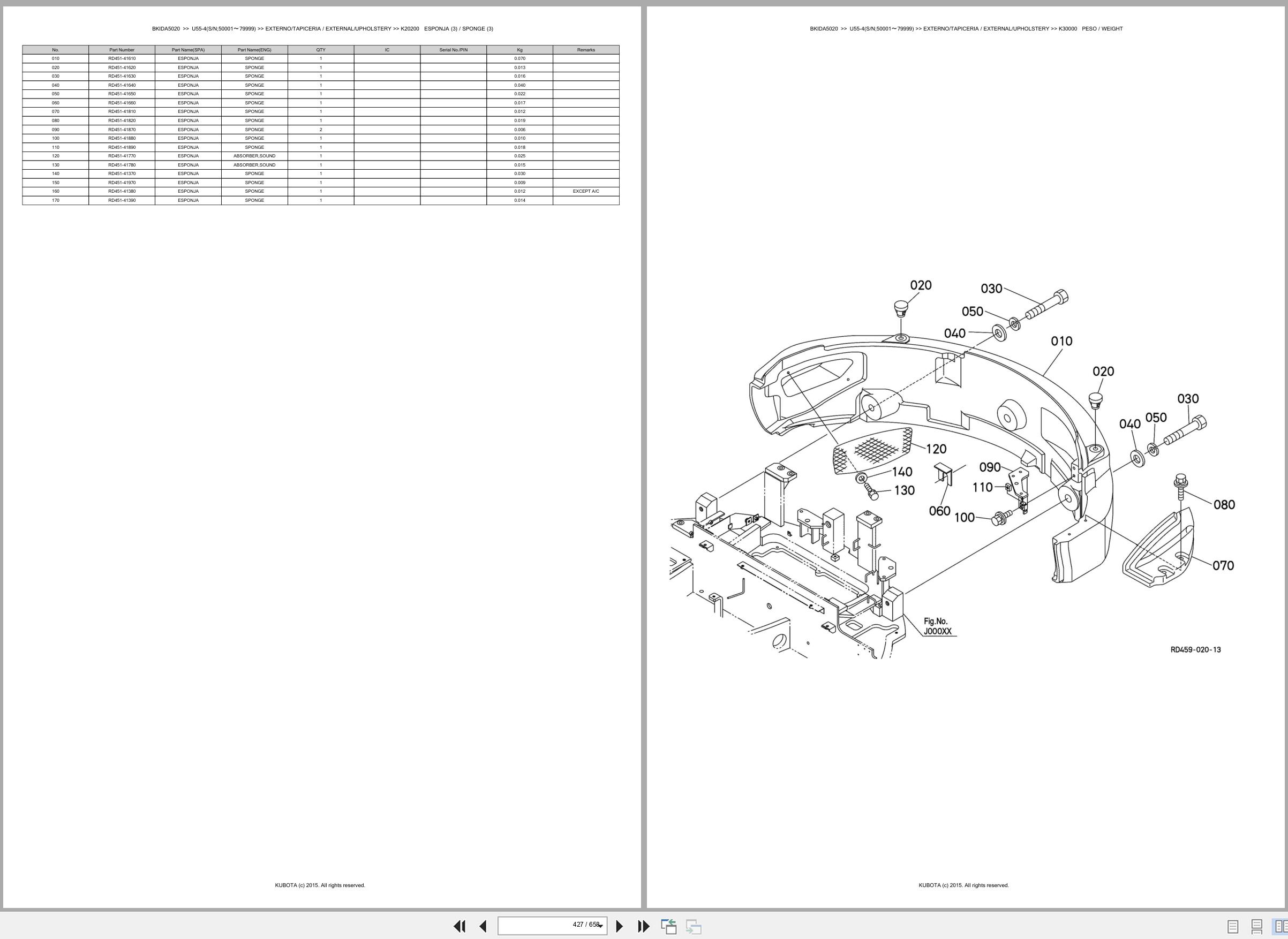 Kubota Mini Excavator U55 4 50001 79999 Spare Parts Catalog EN ES (3)