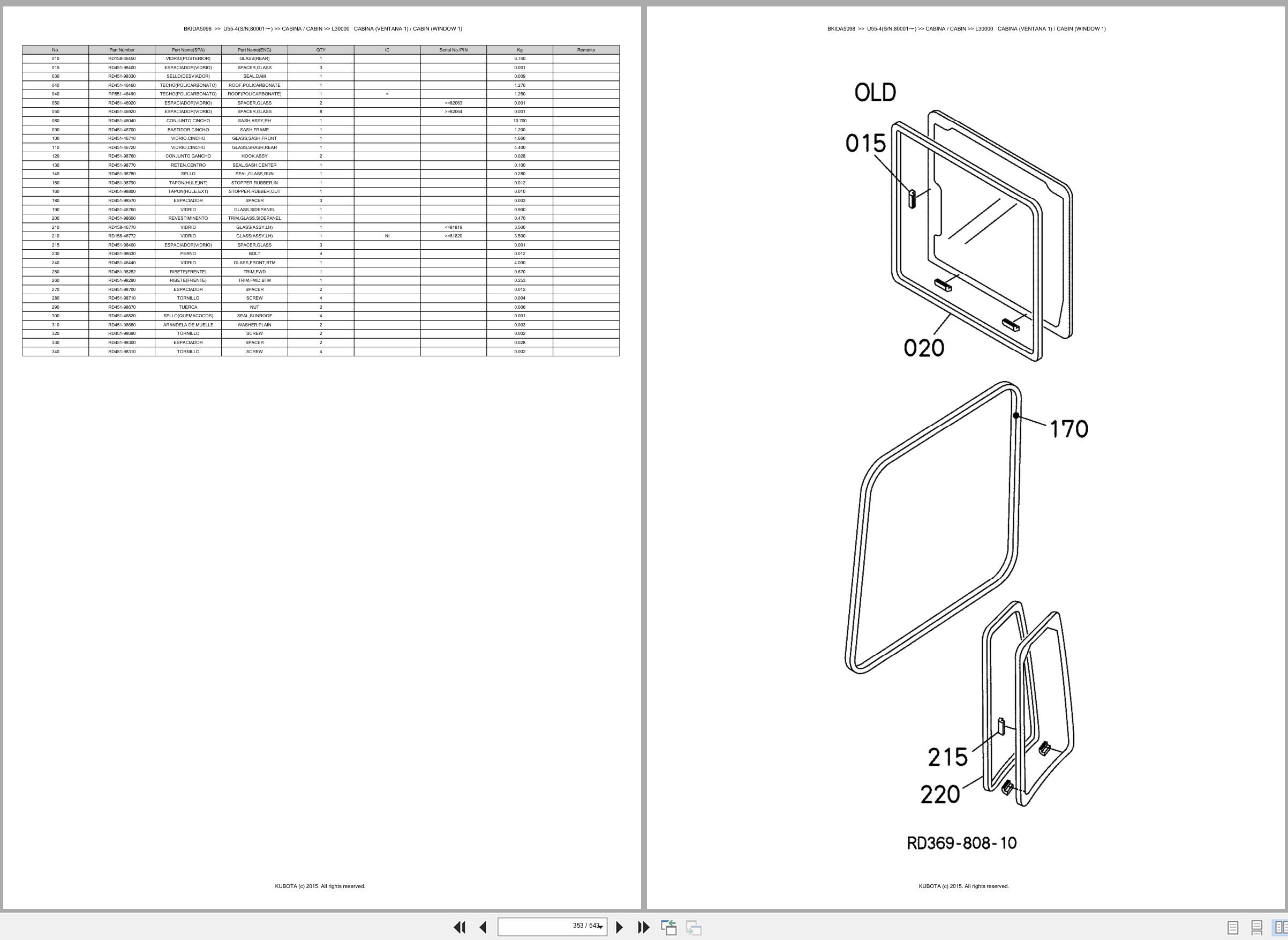 Kubota Mini Excavator U55 4 80001 Spare Parts Catalog EN ES (3)