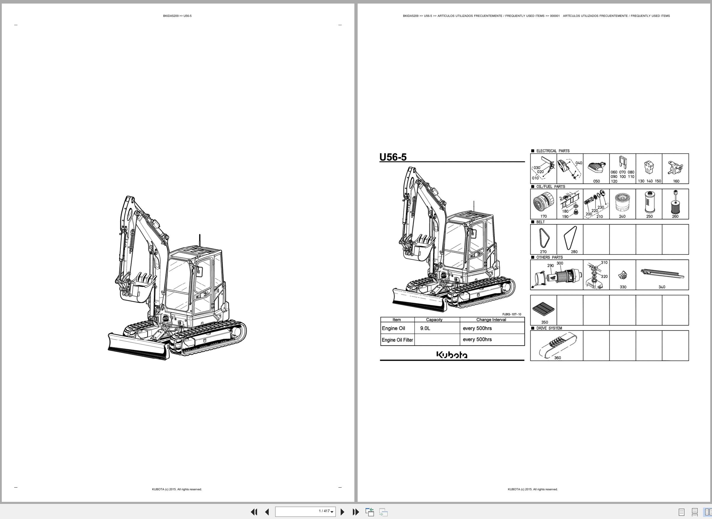 Kubota Mini Excavator U56 5 Spare Parts Catalog EN ES (1)