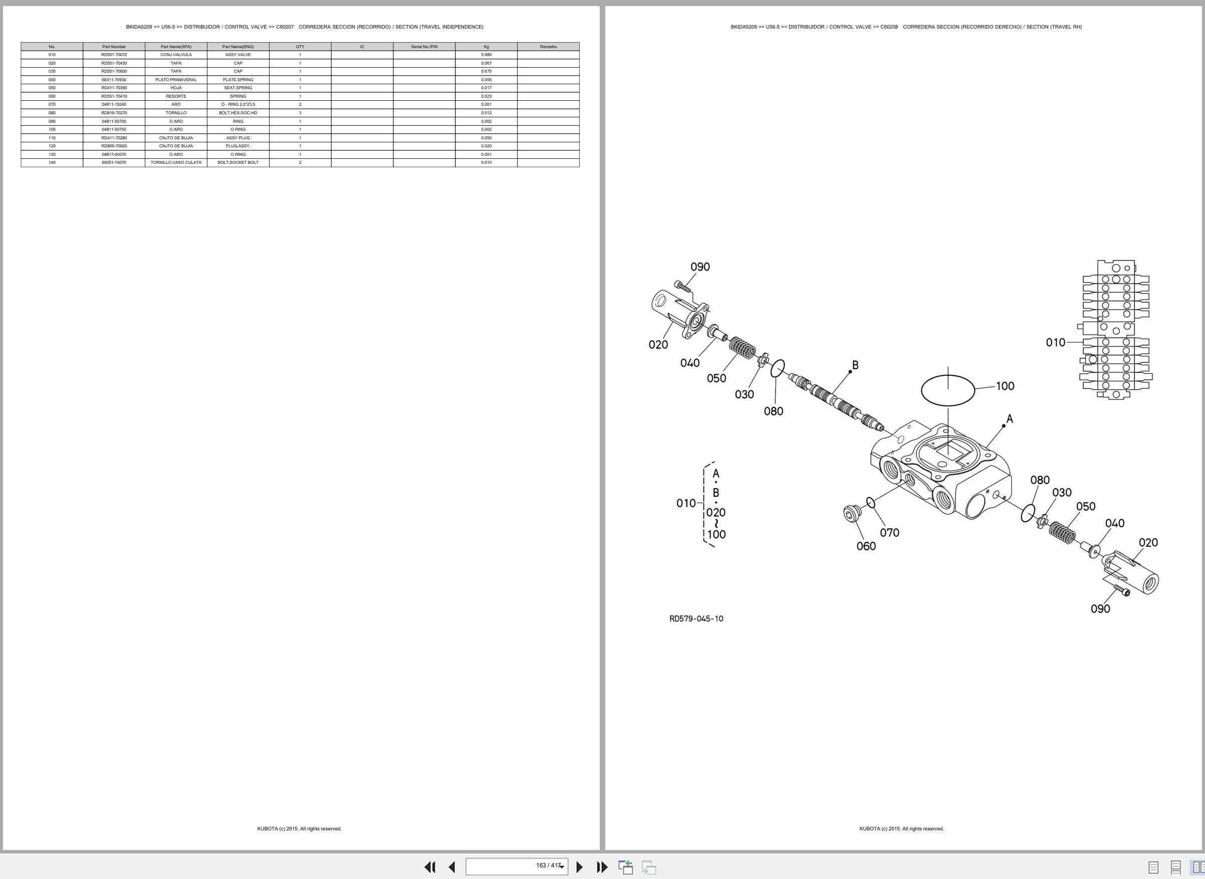 Kubota Mini Excavator U56 5 Spare Parts Catalog EN ES (2)