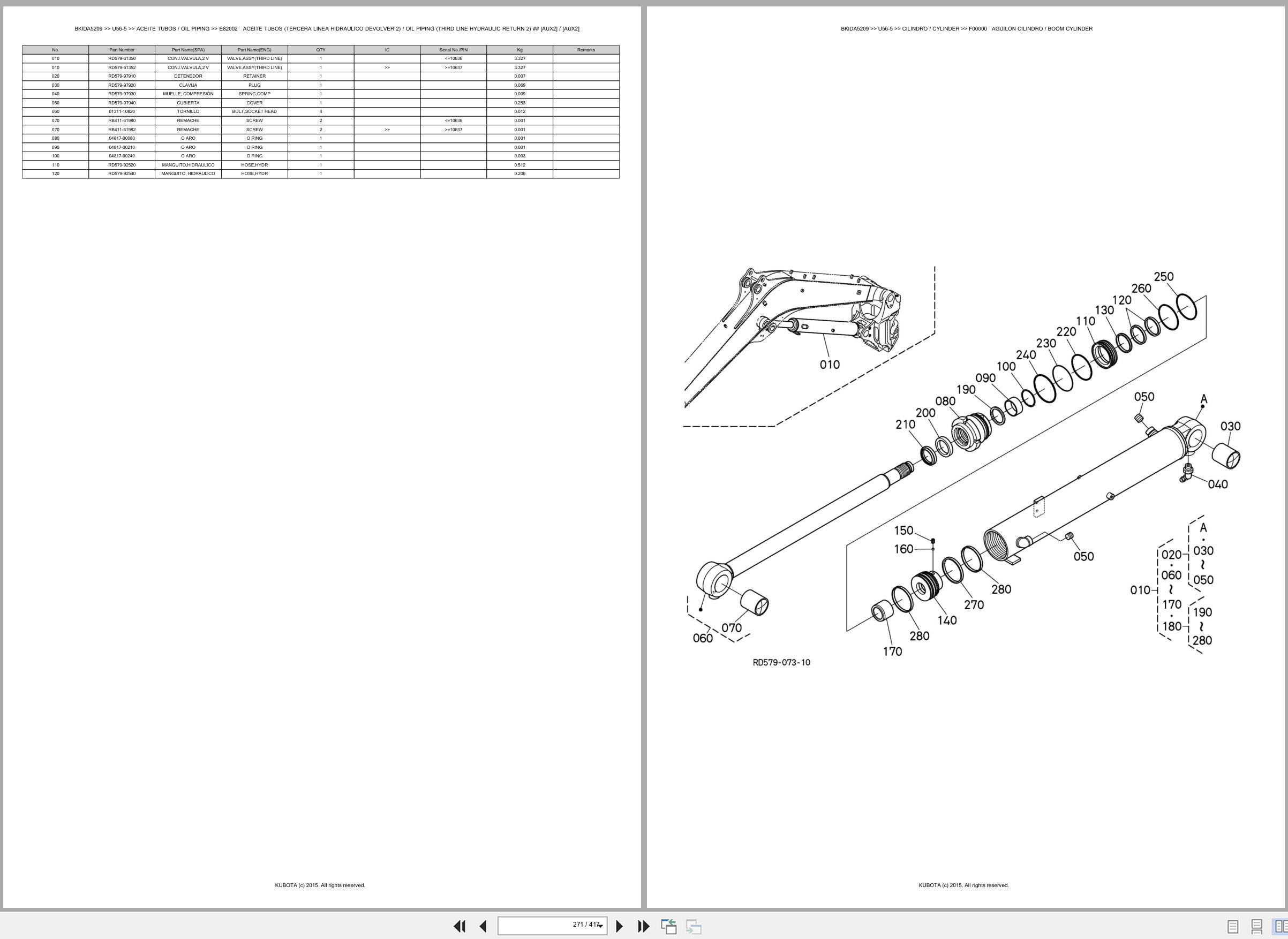 Kubota Mini Excavator U56 5 Spare Parts Catalog EN ES (3)