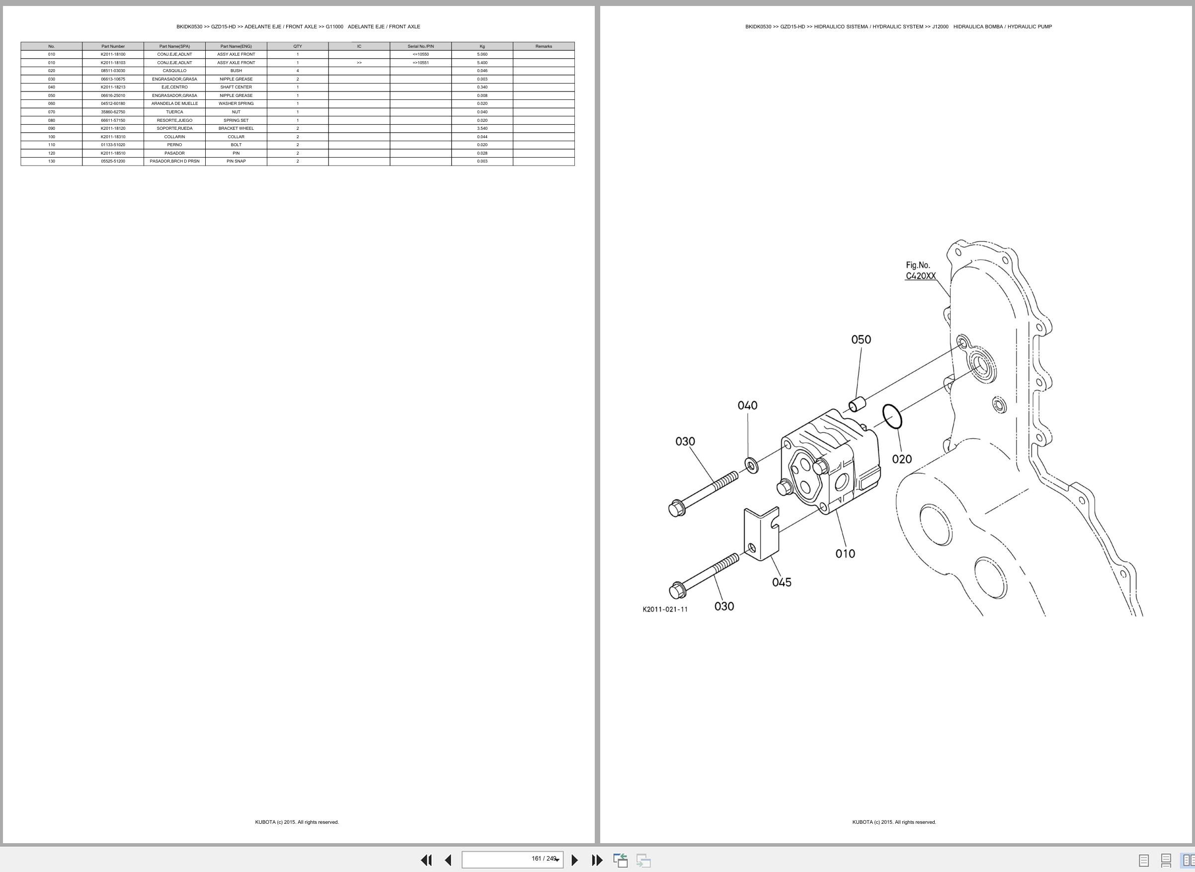 Kubota Ride On Mower GZD15 HD Spare Parts Catalog EN ES (3)