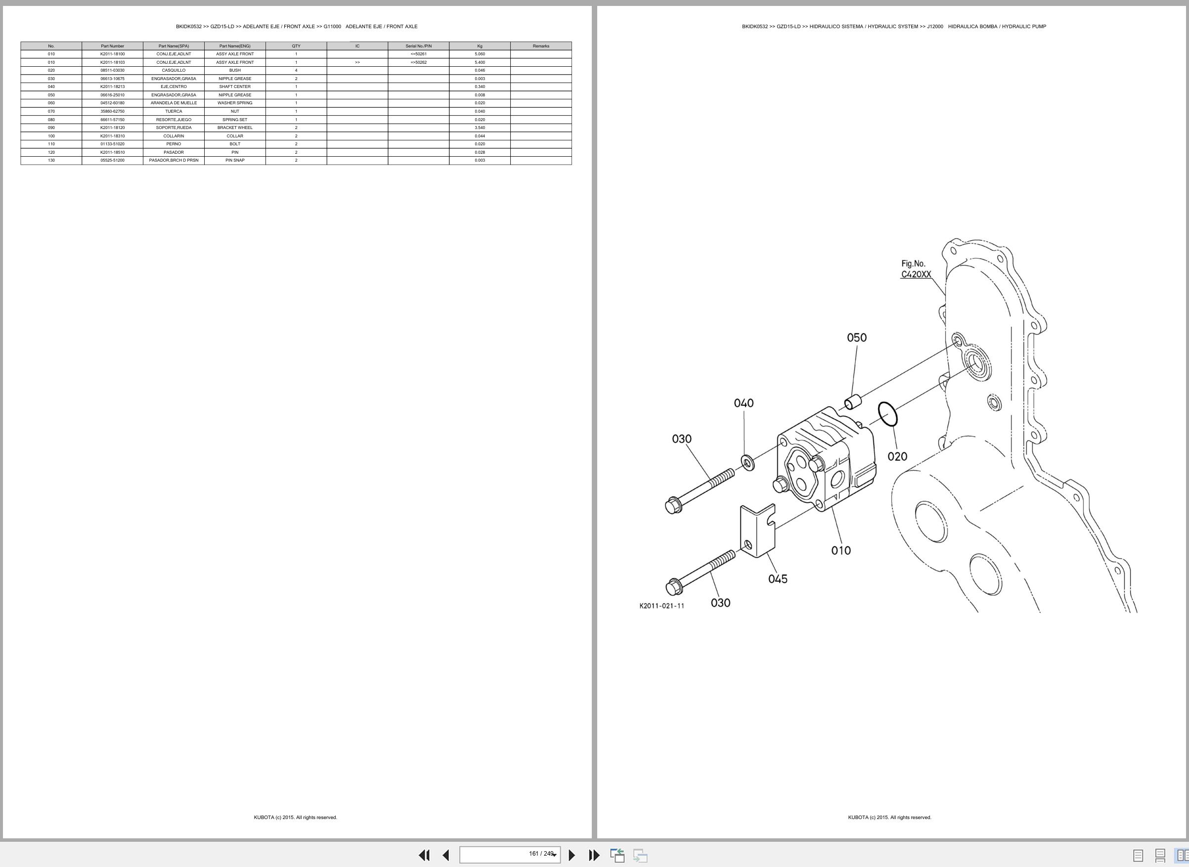 Kubota Ride On Mower GZD15 LD Spare Parts Catalog EN ES (3)