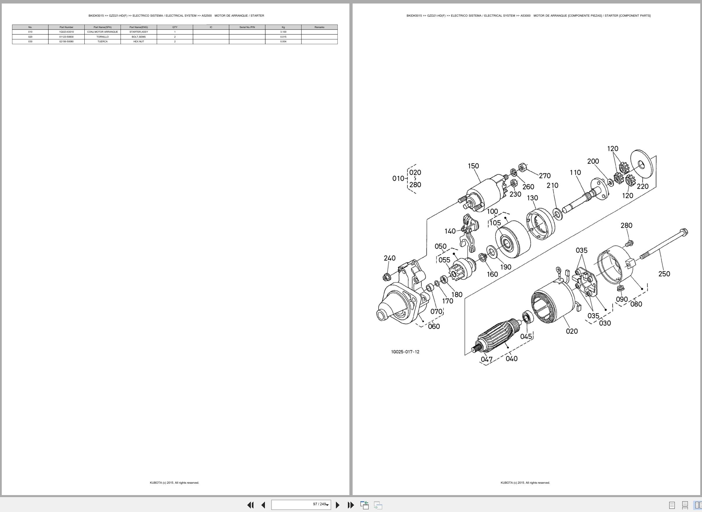 Kubota Ride On Mower GZD21 HD(F) Spare Parts Catalog EN ES (2)