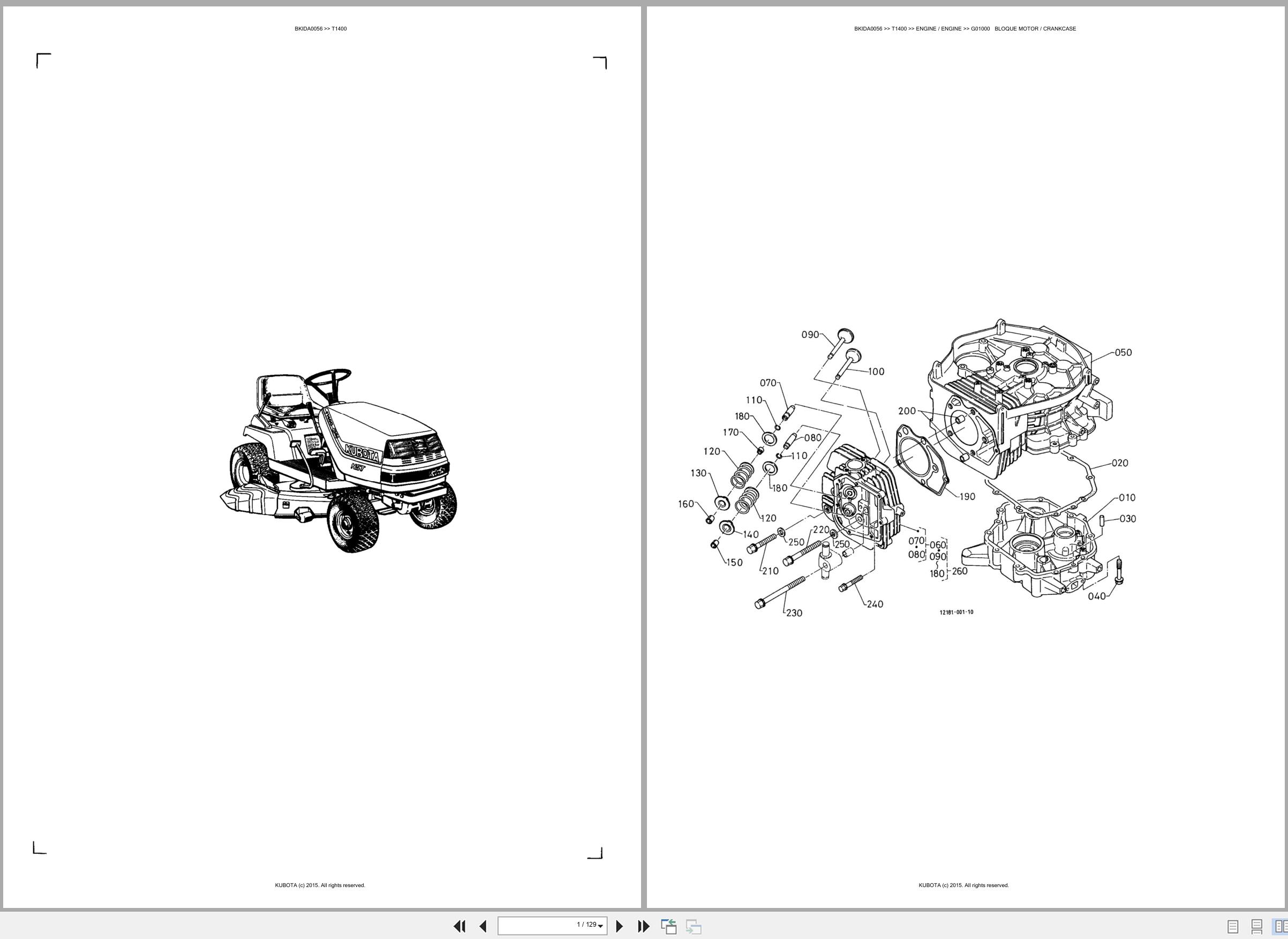 Kubota Ride On Mower T1400 Spare Parts Catalog EN ES (1)