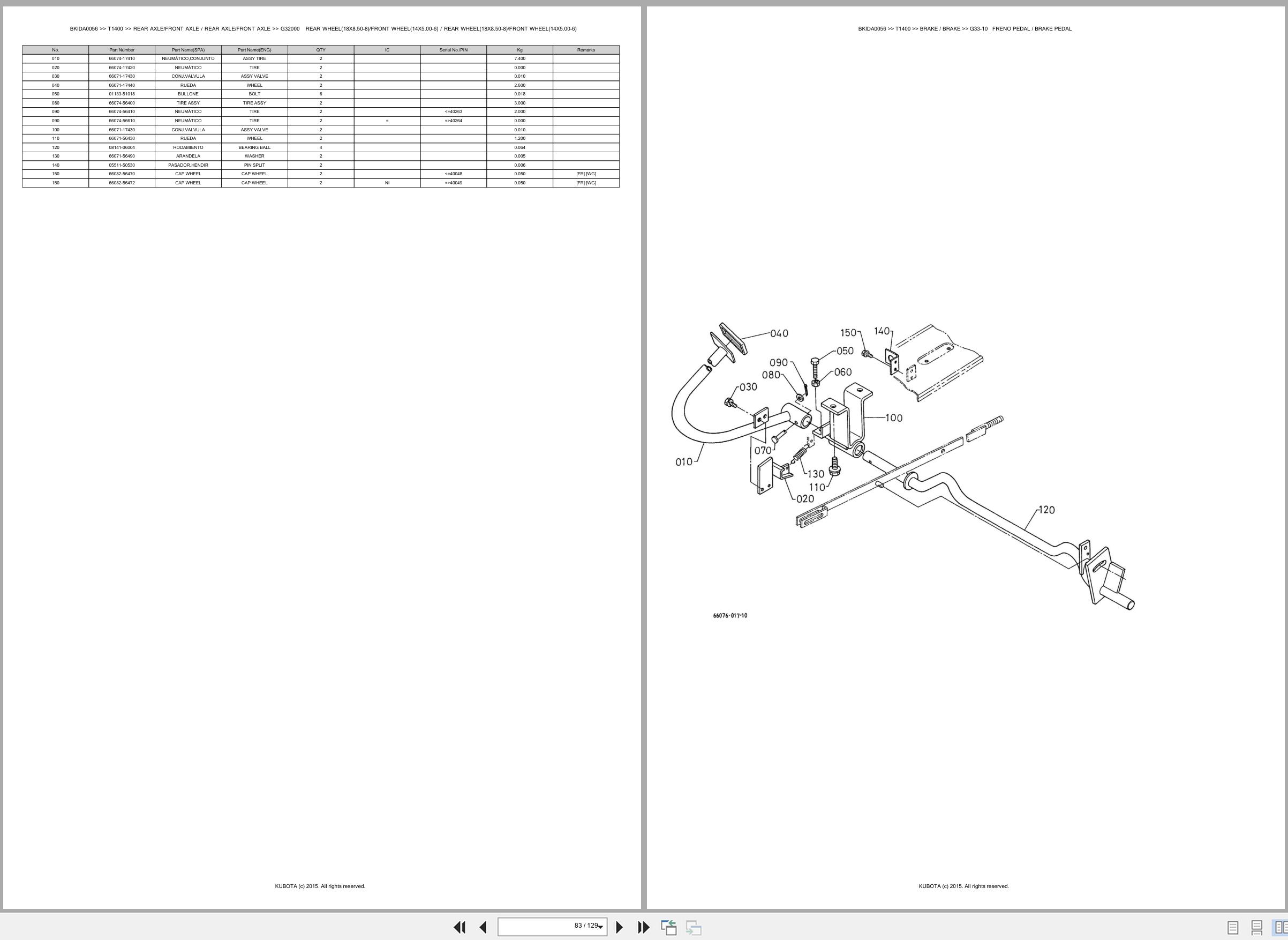 Kubota Ride On Mower T1400 Spare Parts Catalog EN ES (3)