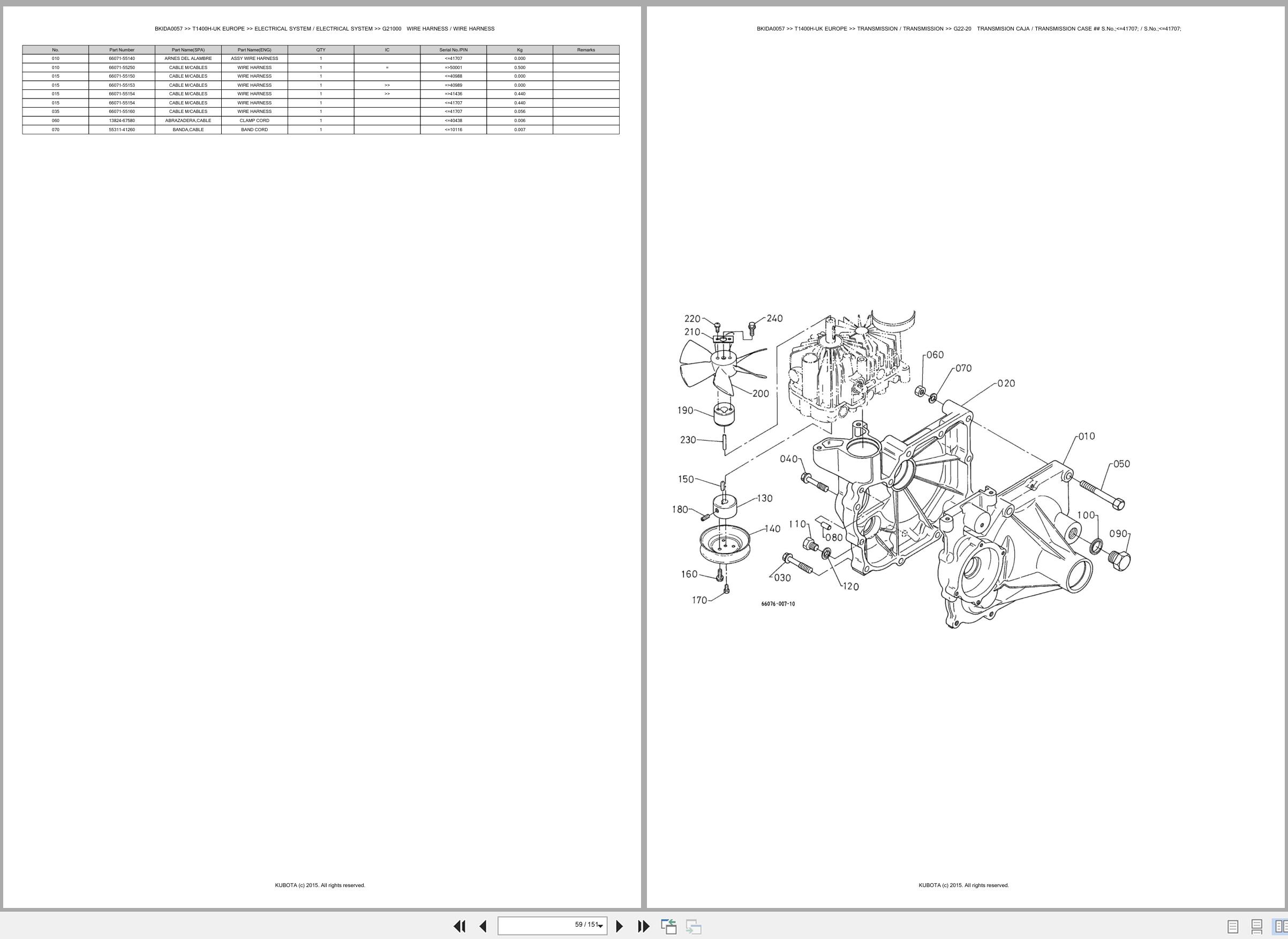 Kubota Ride On Mower T1400H UK Europe Spare Parts Catalog EN ES (2)