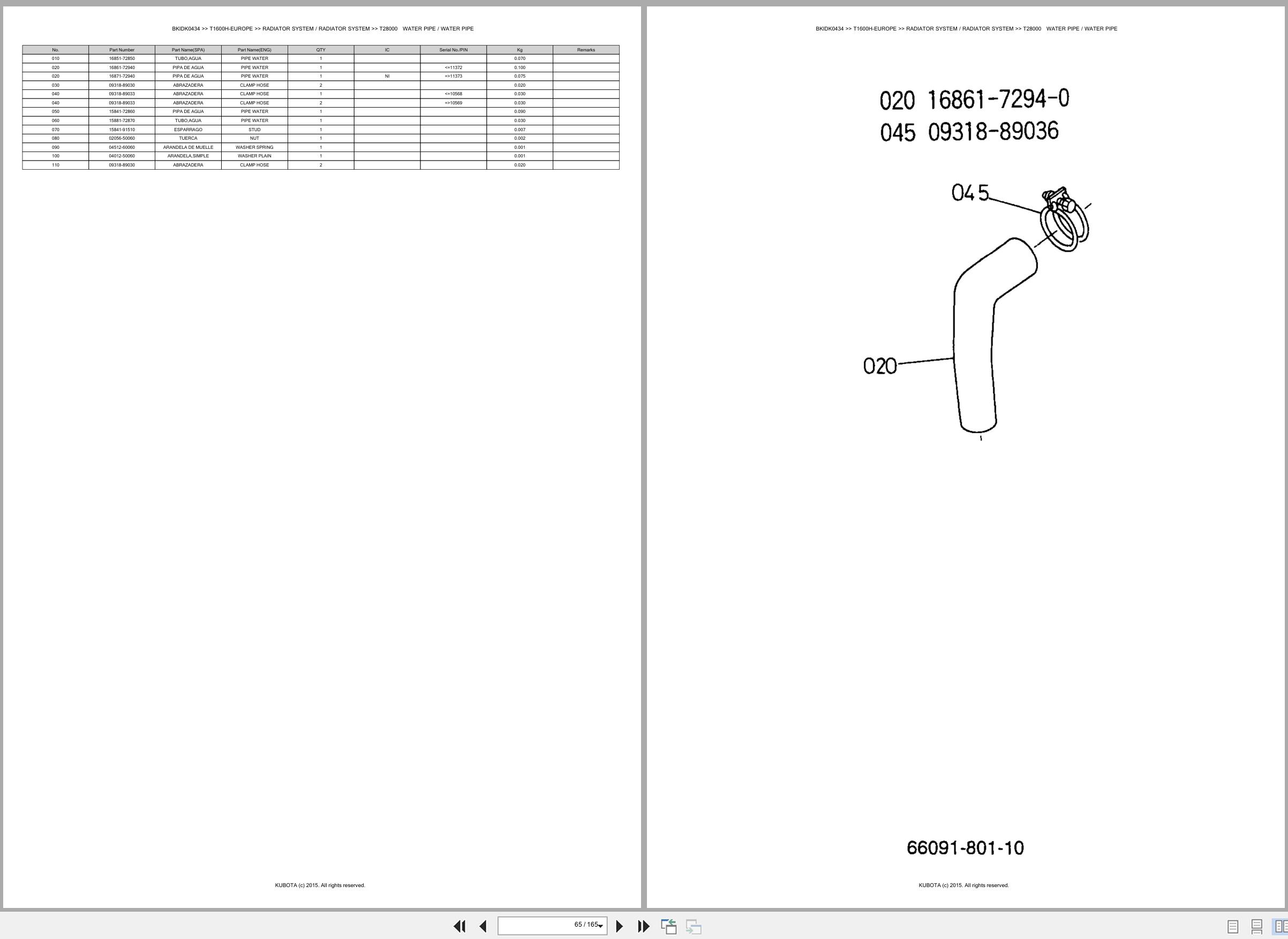 Kubota Ride On Mower T1600H EUROPE Spare Parts Catalog EN ES (2)