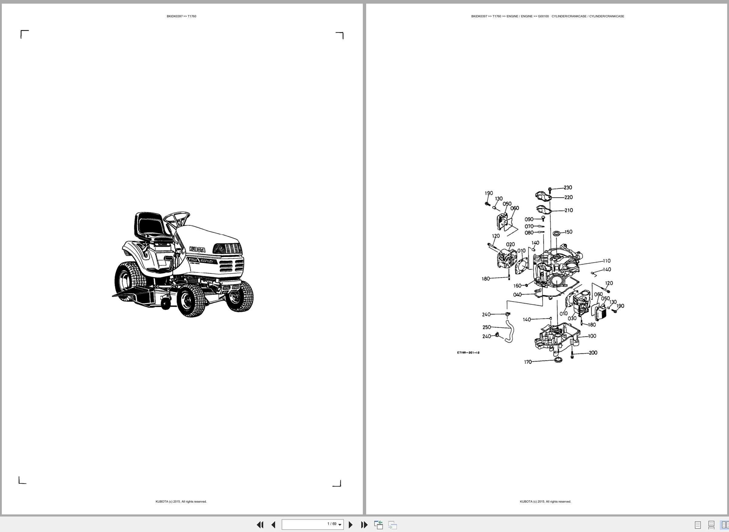 Kubota Ride On Mower T1760 Spare Parts Catalog EN ES (1)