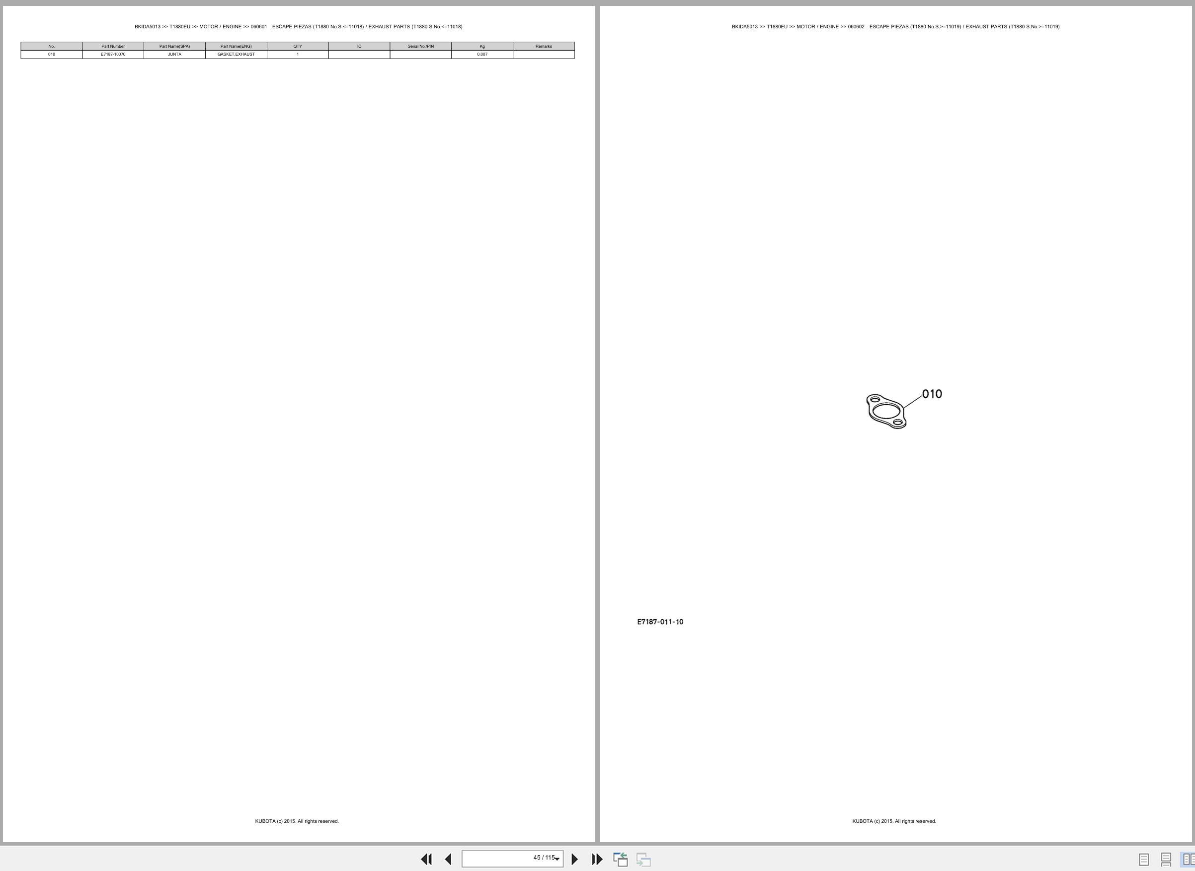 Kubota Ride On Mower T1880EU Spare Parts Catalog EN ES (2)
