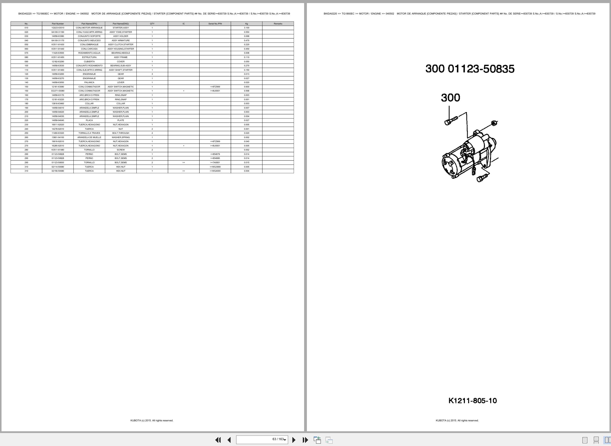 Kubota Ride On Mower TG1860EC Spare Parts Catalog EN ES (2)