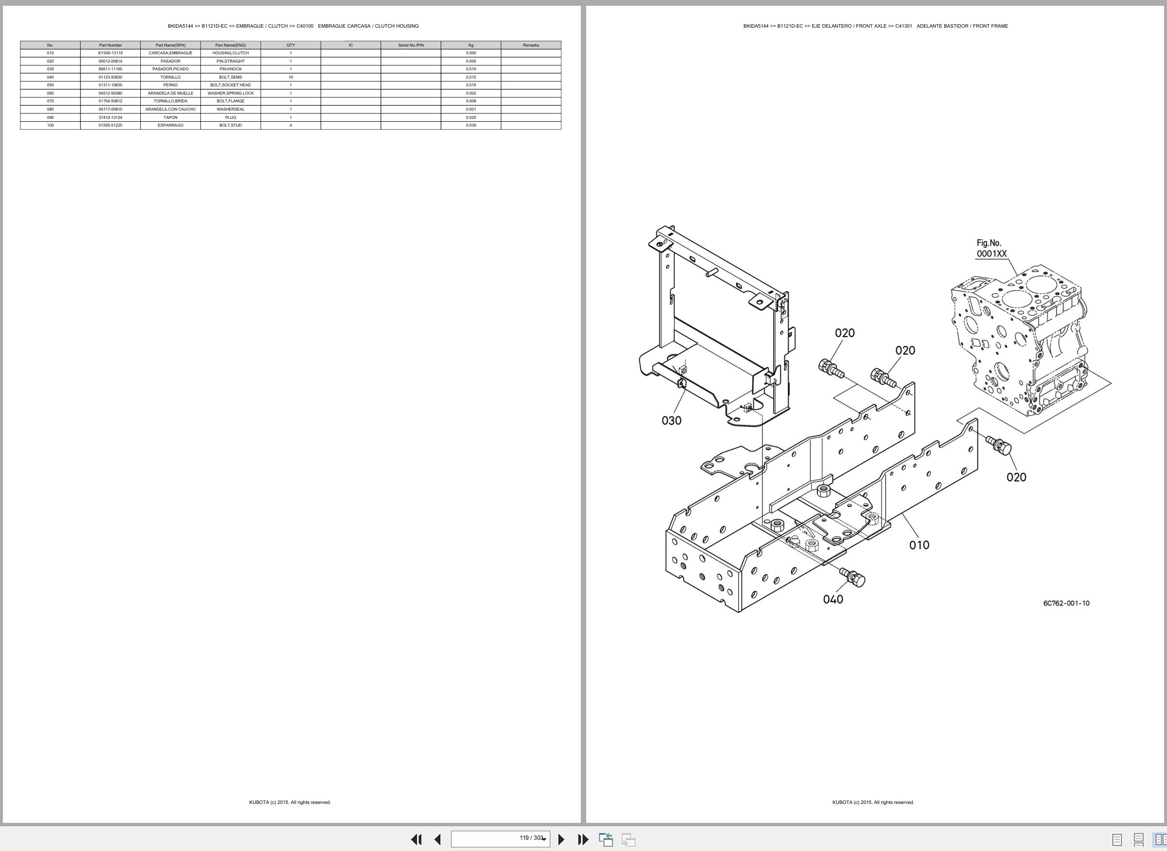 Kubota Tractor B1121D EC Spare Parts Catalog EN ES (2)