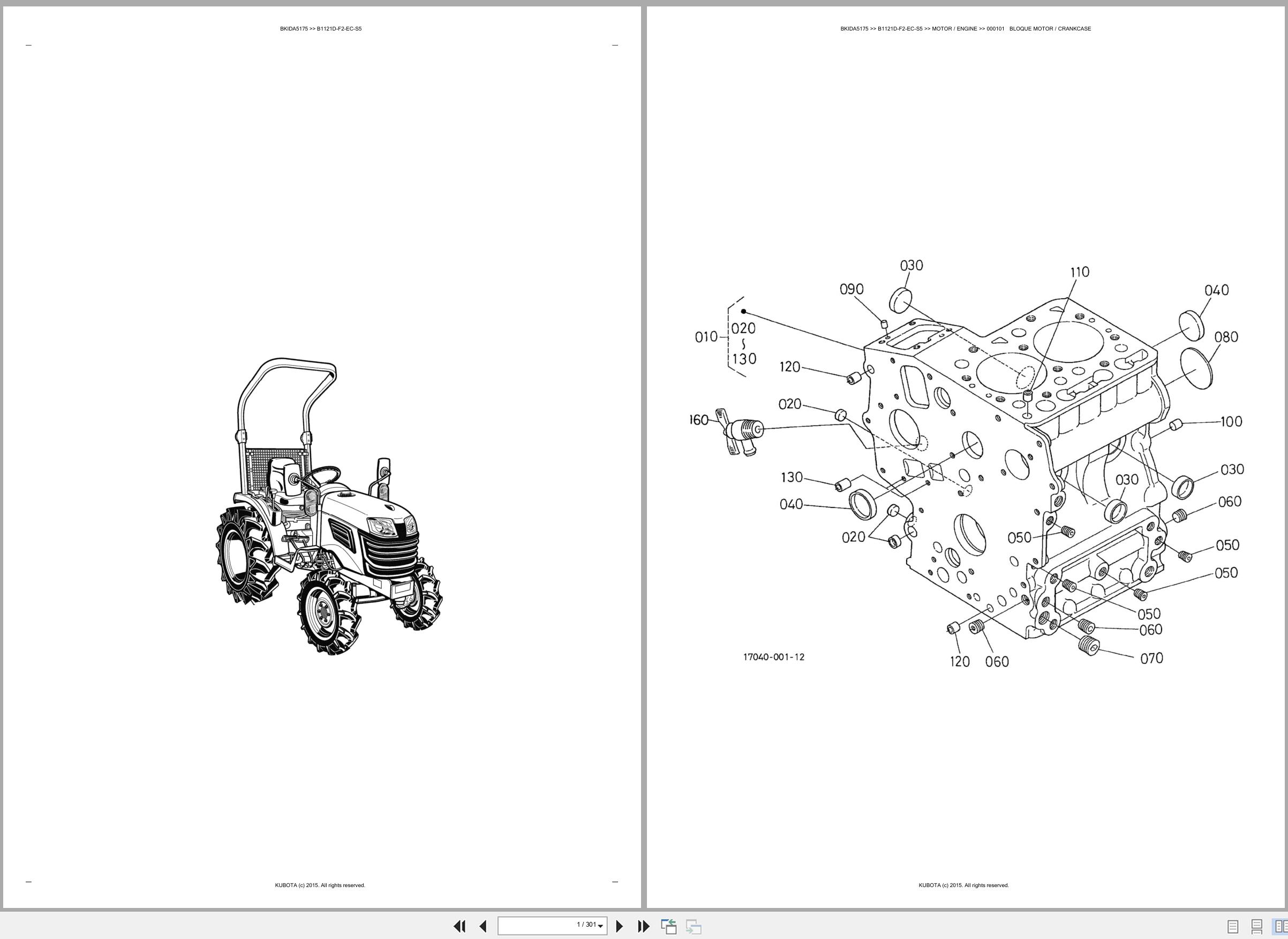 Kubota Tractor B1121D F2 EC S5 Spare Parts Catalog EN ES (1)