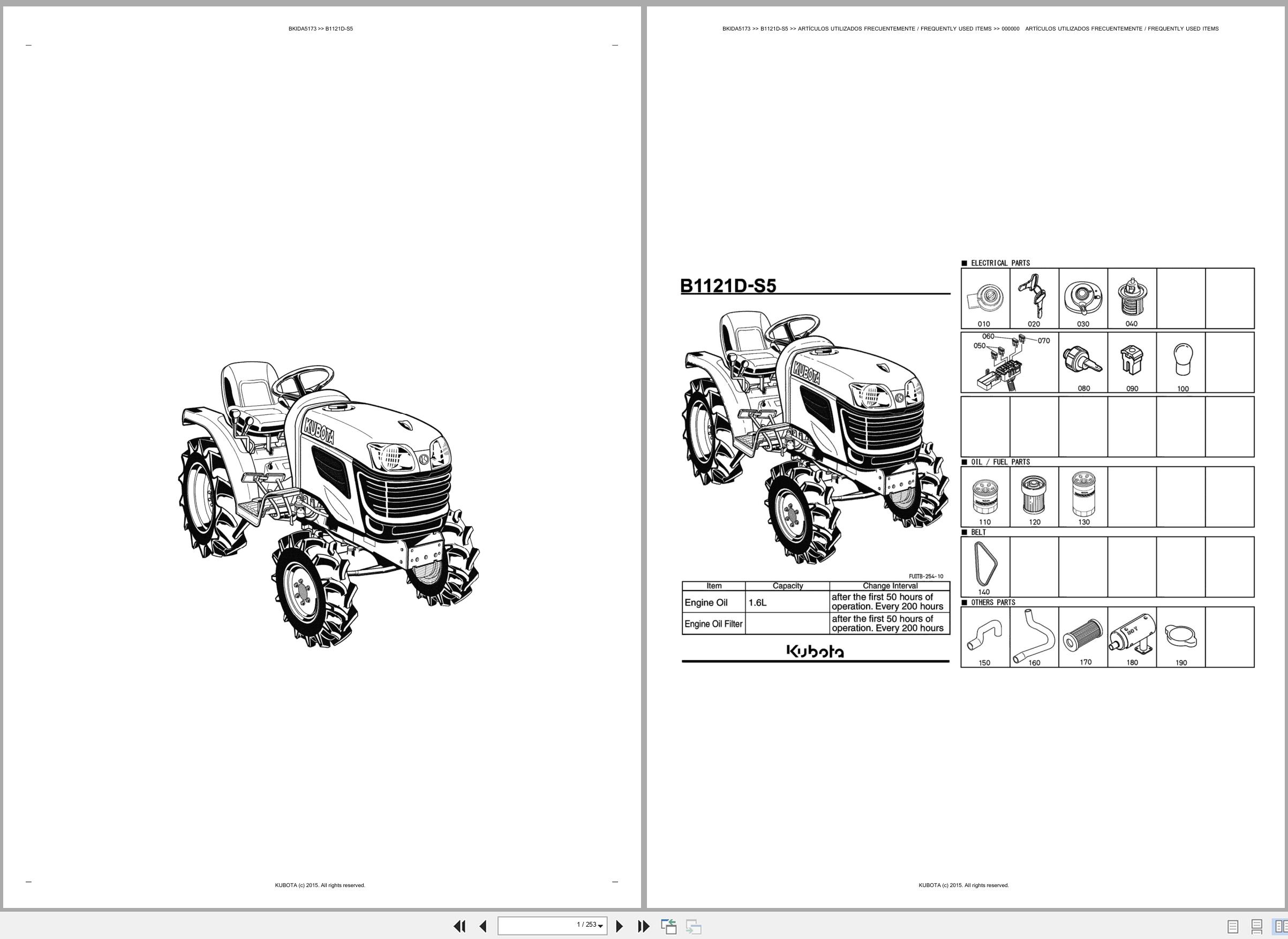 Kubota Tractor B1121D S5 Spare Parts Catalog EN ES (1)