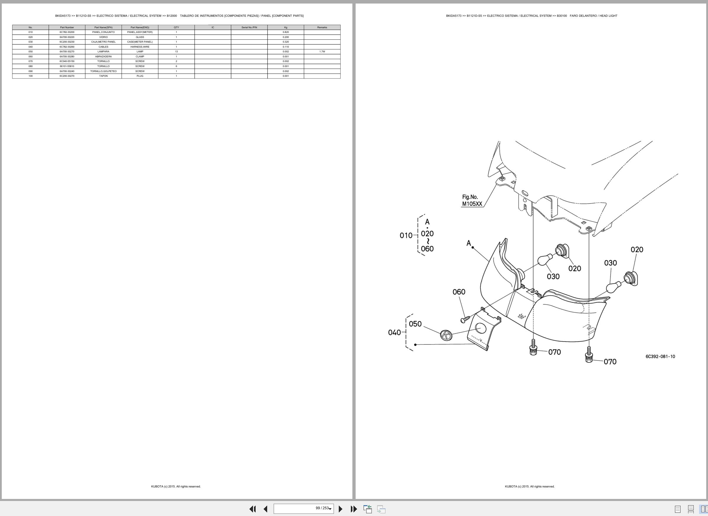 Kubota Tractor B1121D S5 Spare Parts Catalog EN ES (2)