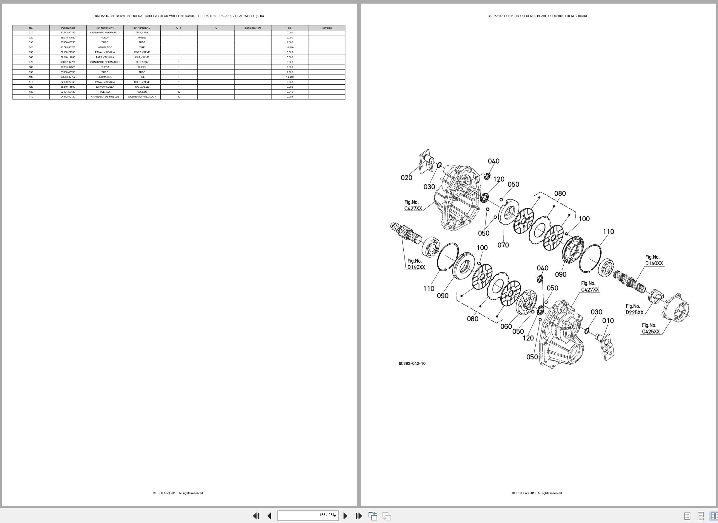 Kubota Tractor B1121D Spare Parts Catalog EN ES (3)