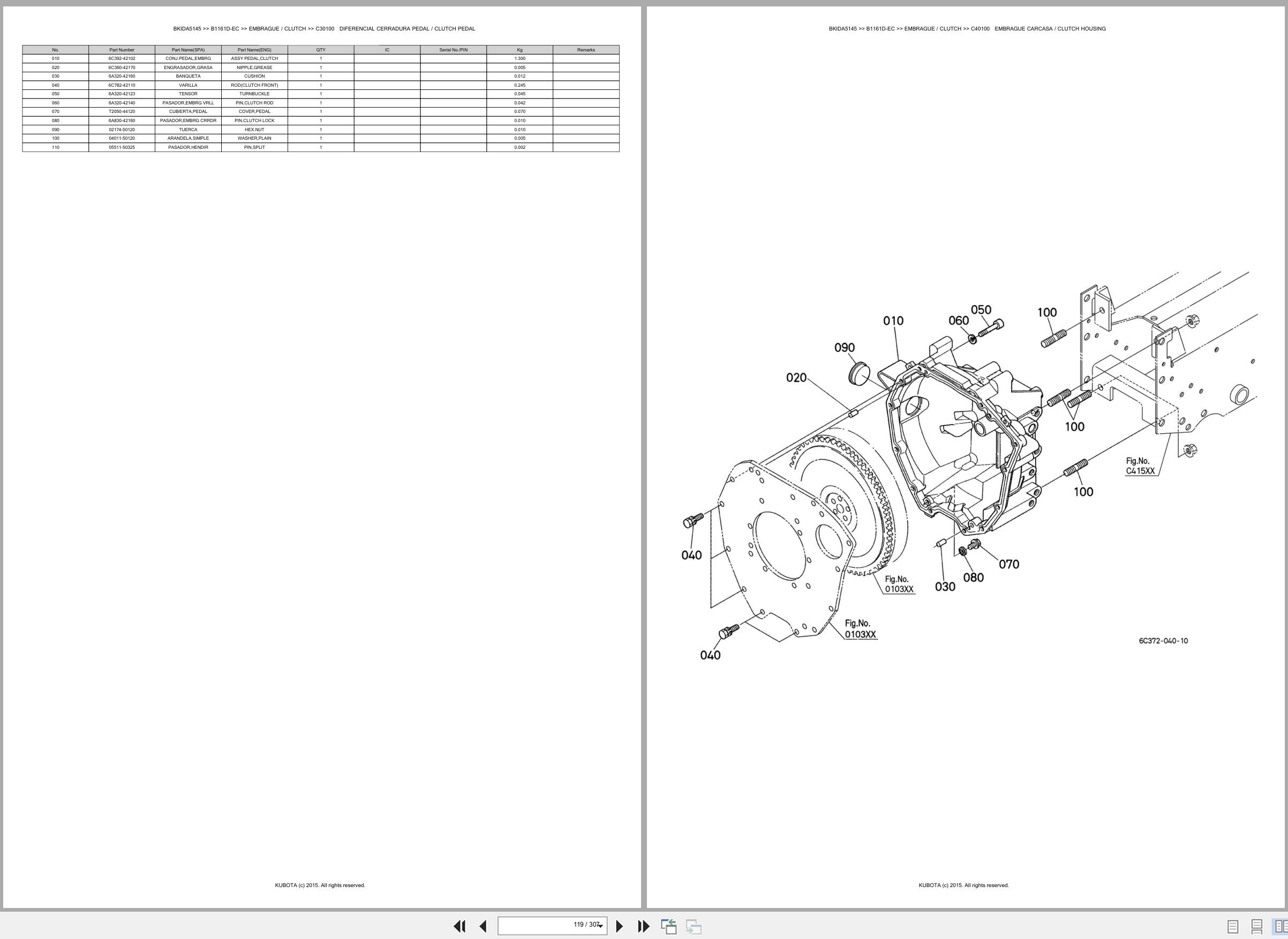 Kubota Tractor B1161D EC Spare Parts Catalog EN ES (2)
