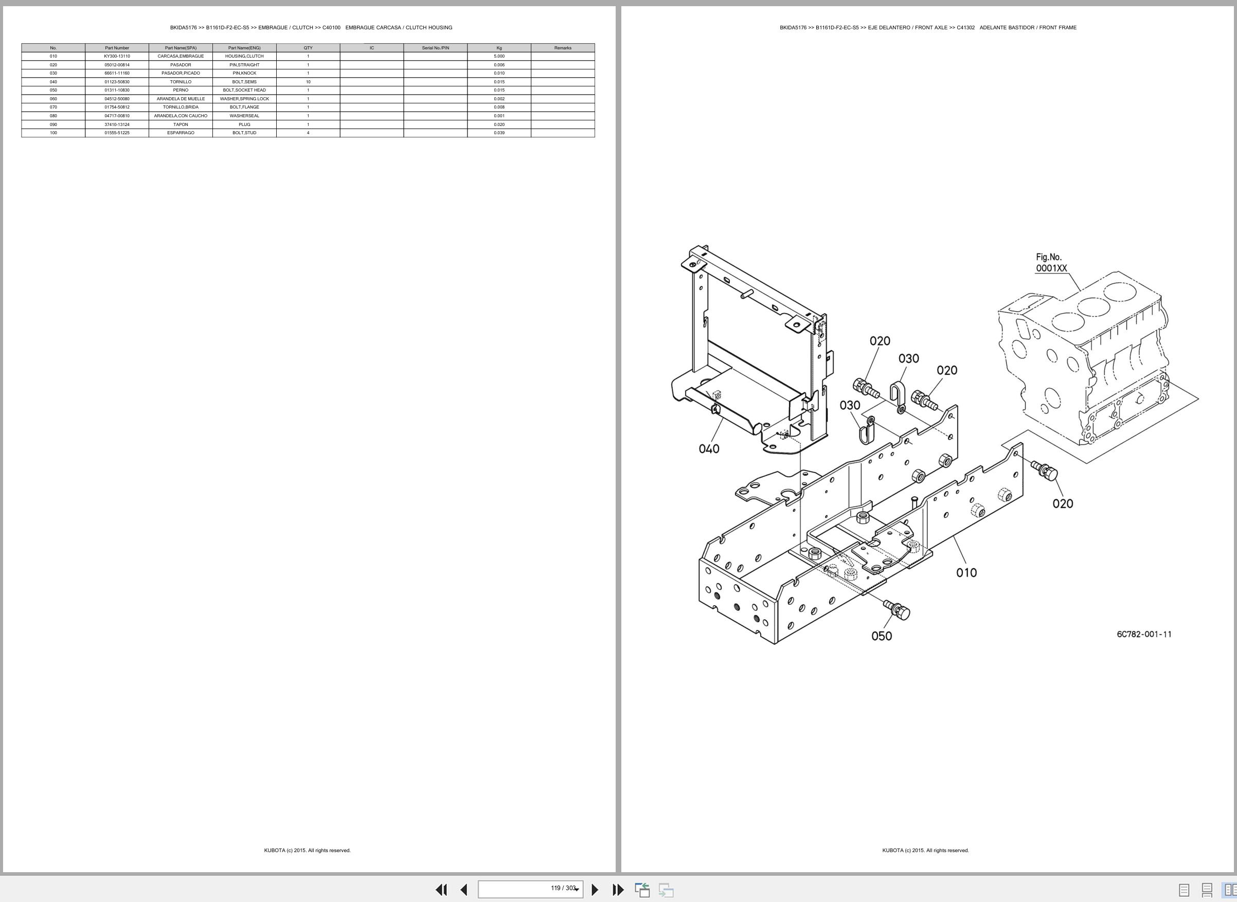Kubota Tractor B1161D F2 EC S5 Spare Parts Catalog EN ES (2)