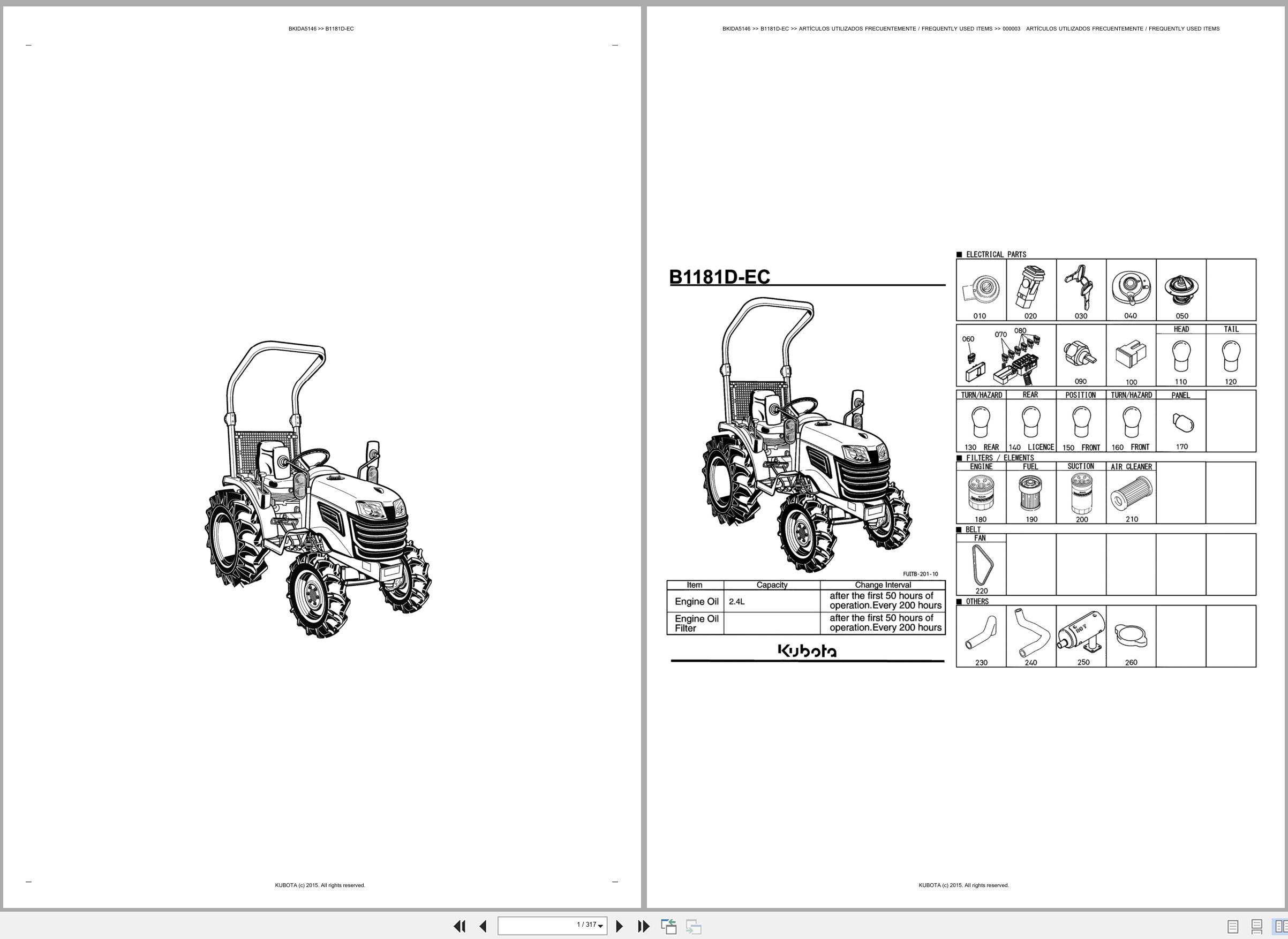 Kubota Tractor B1181D EC Spare Parts Catalog EN ES (1)