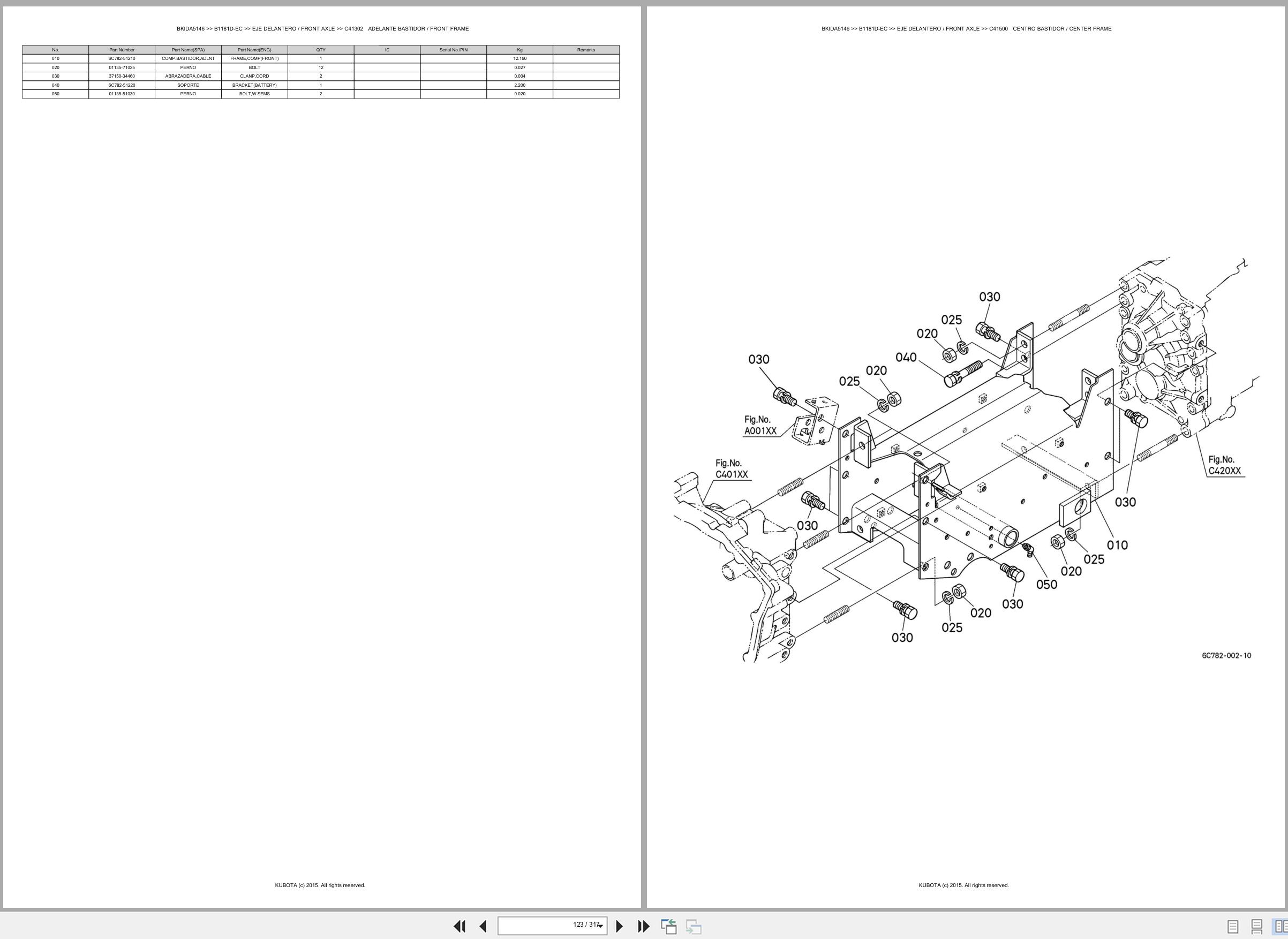 Kubota Tractor B1181D EC Spare Parts Catalog EN ES (2)