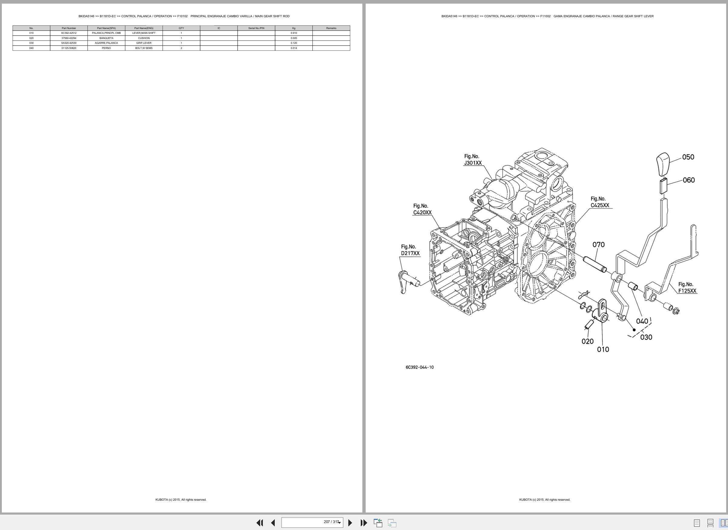 Kubota Tractor B1181D EC Spare Parts Catalog EN ES (3)